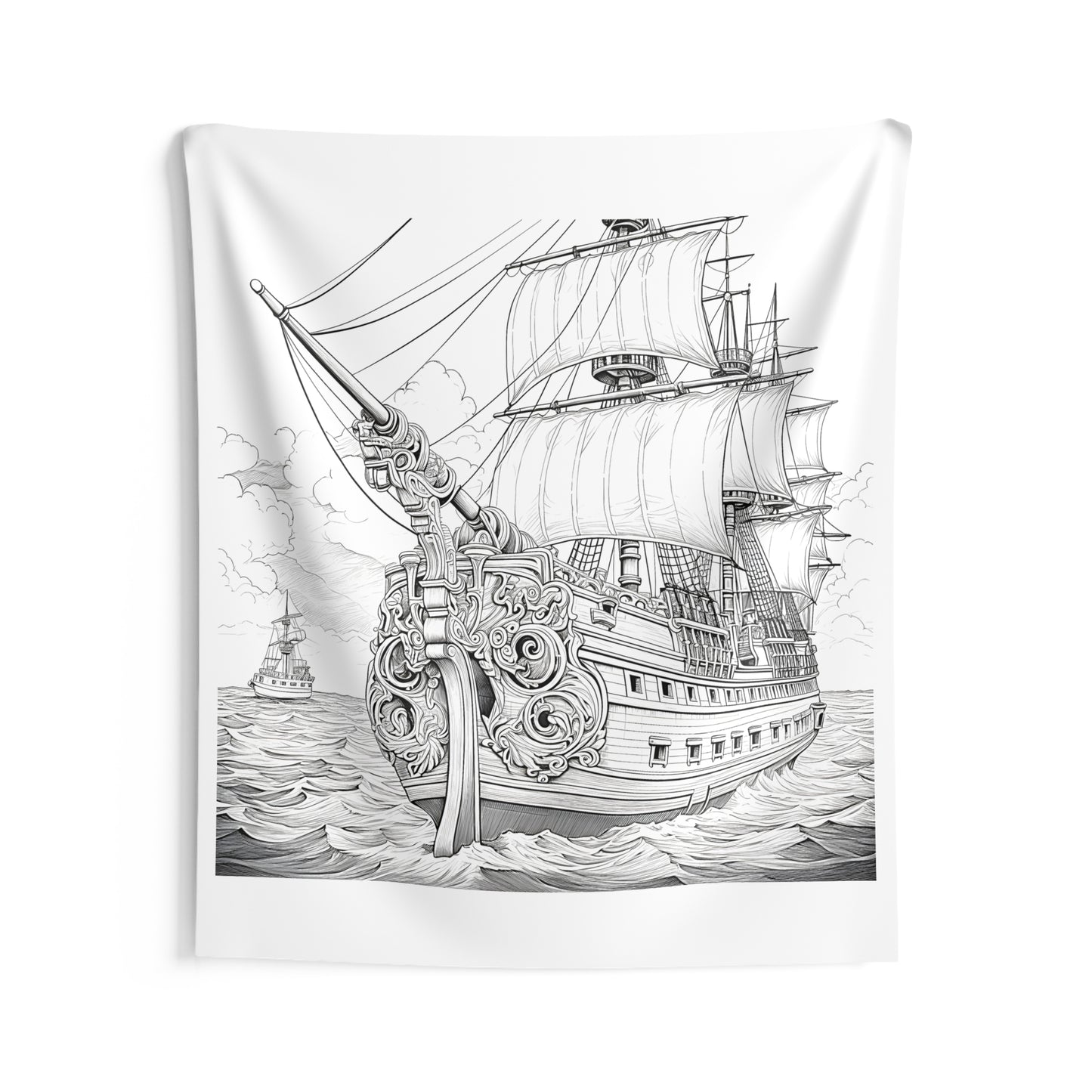 Indoor Wall Tapestries Coloring Kit with 10 Fabric Markers - Sailing Ships