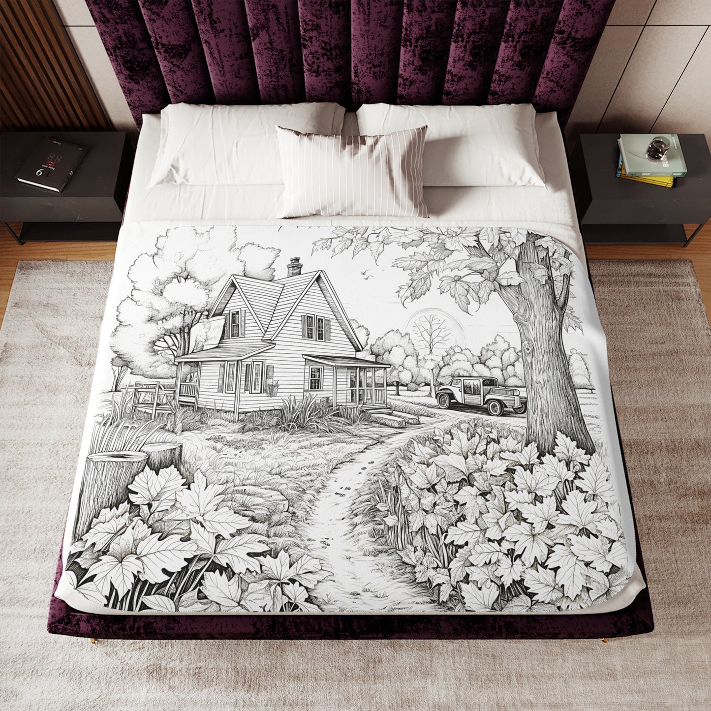 Blanket Coloring Kit with 10 Fabric Markers - Country House