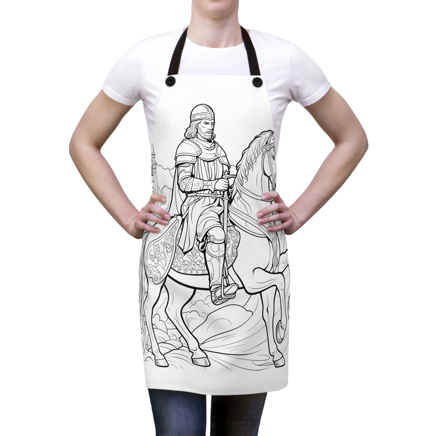 Apron Coloring Kit with 10 Fabric Markers - Knight on Horseback