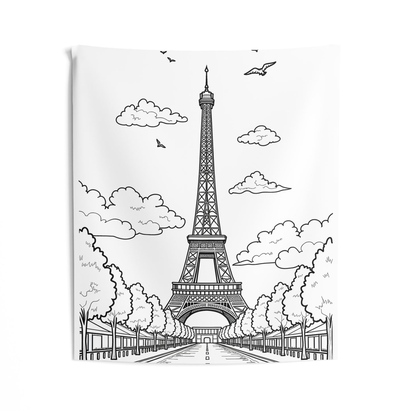 Indoor Wall Tapestries Coloring Kit with 10 Fabric Markers - Eiffel Tower