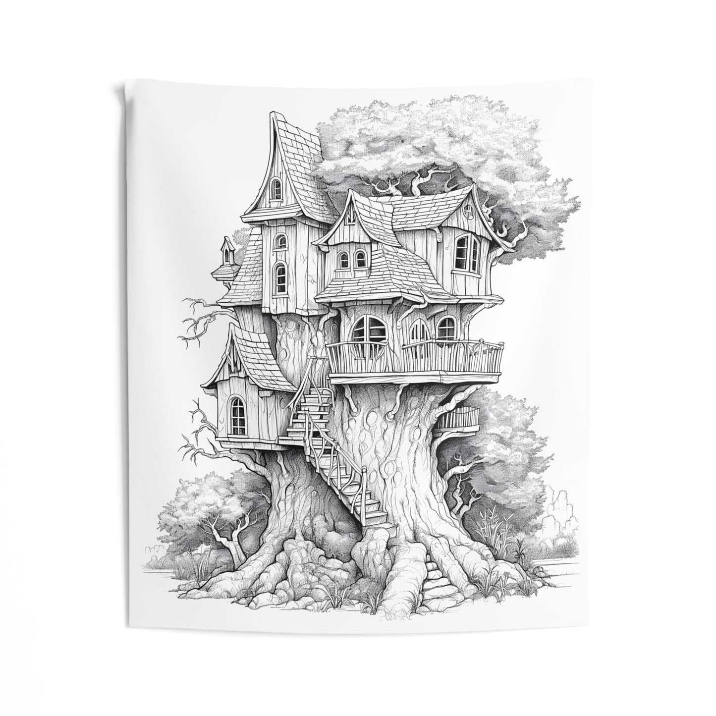 Indoor Wall Tapestries Coloring Kit with 10 Fabric Markers - Tree House