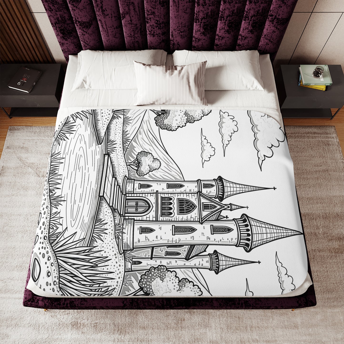 Blanket Coloring Kit with 10 Fabric Markers - Fantasy Castle