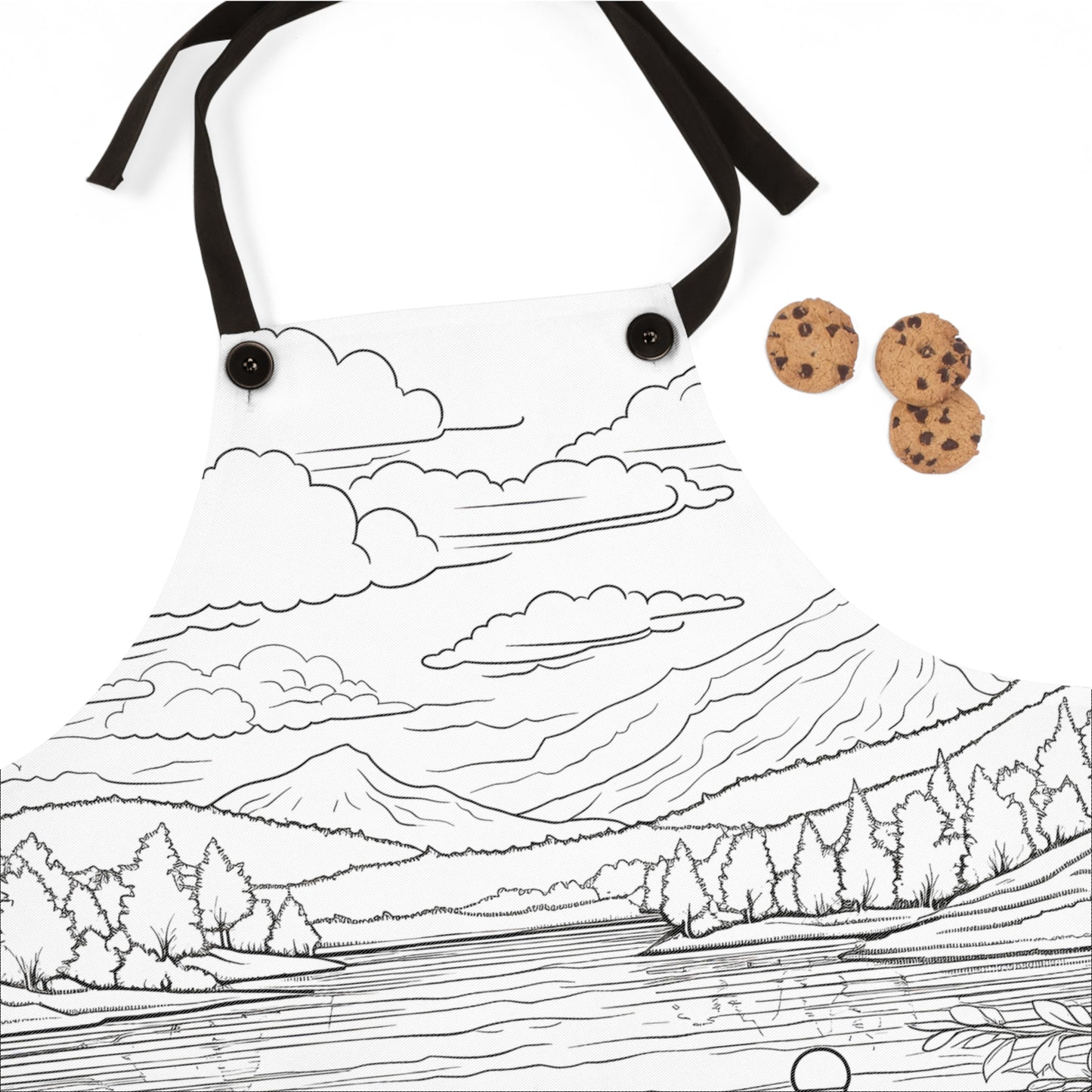 Apron Coloring Kit with 10 Fabric Markers - Mountains and Lake