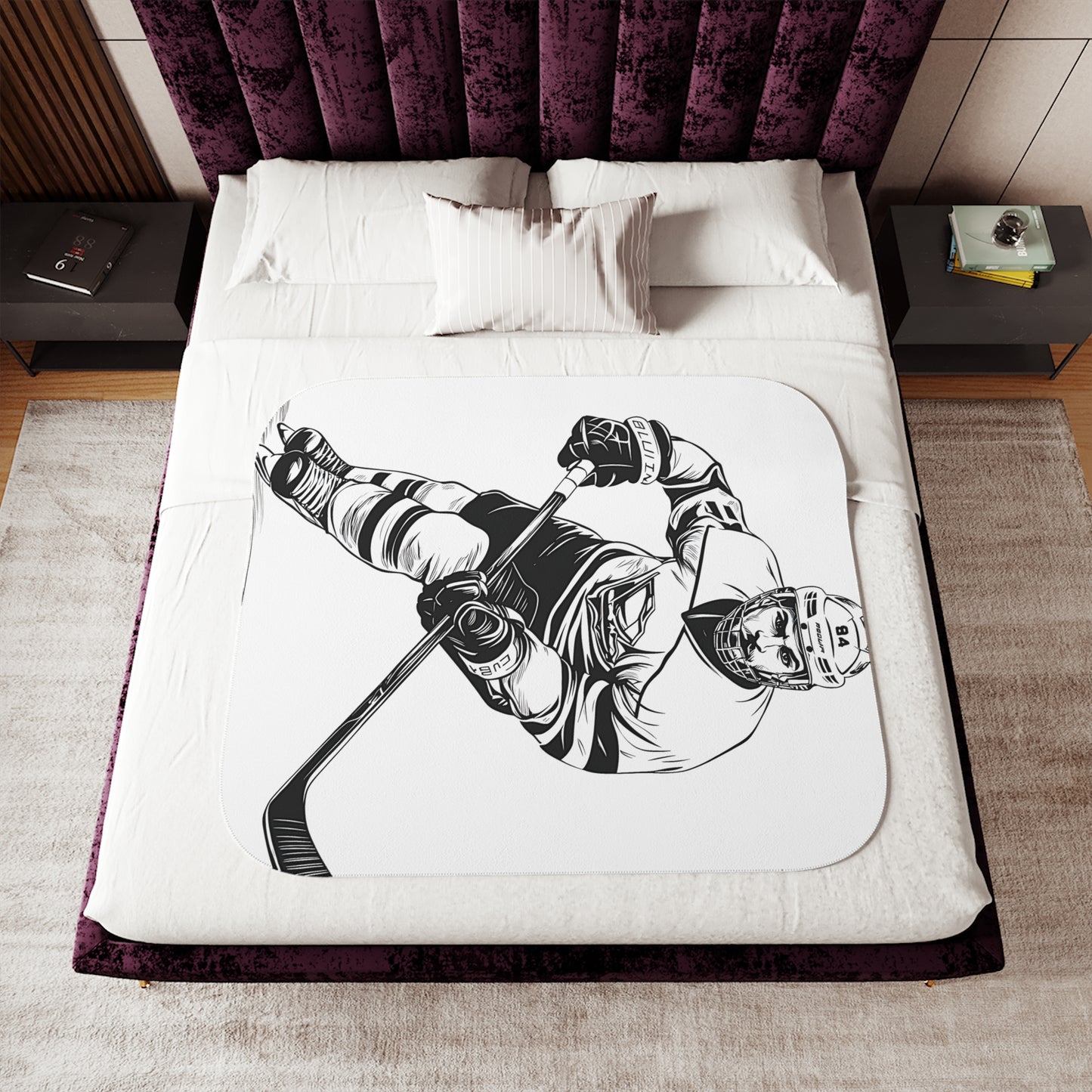 Blanket Coloring Kit with 10 Fabric Markers - Ice Hockey Player