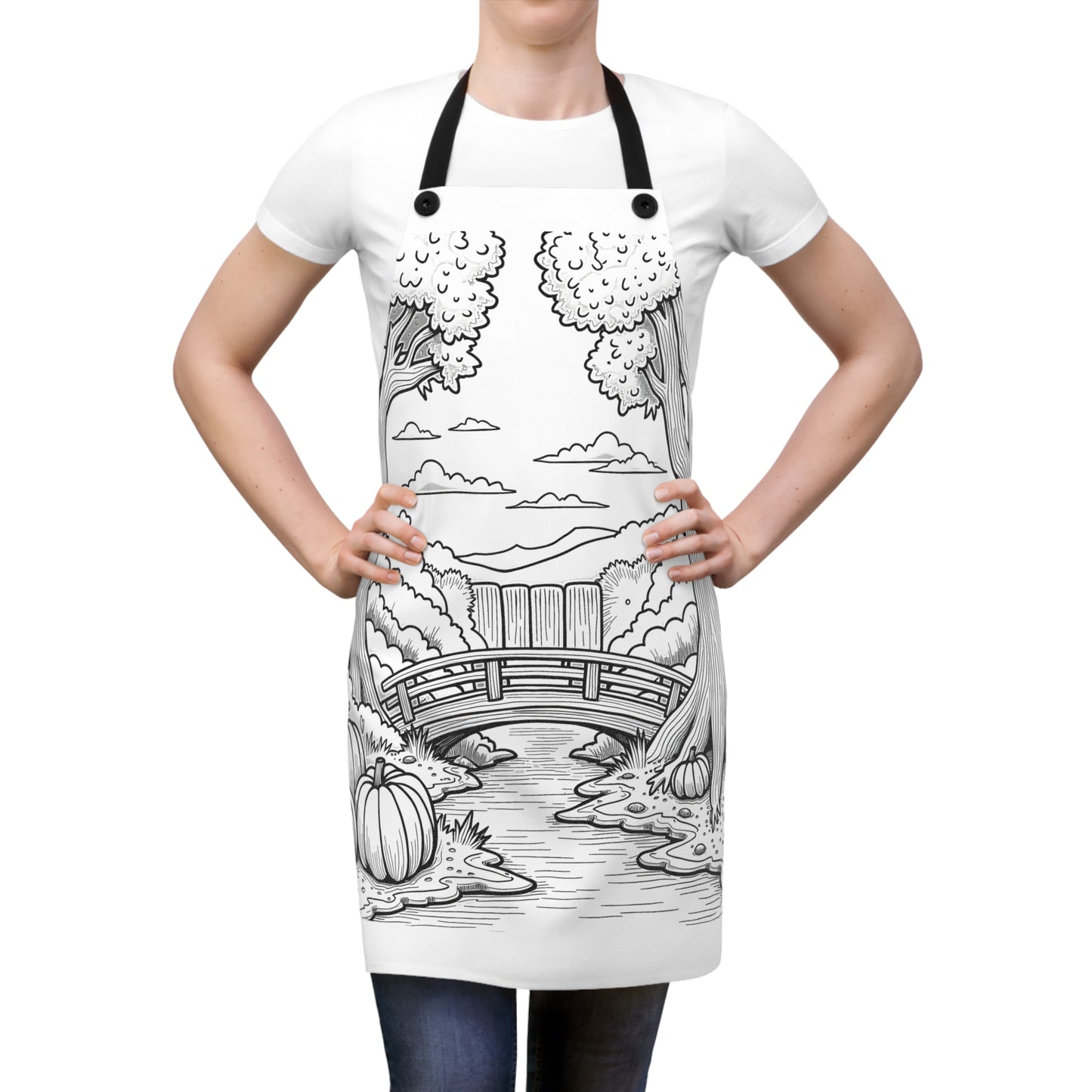 Apron Coloring Kit with 10 Fabric Markers - River and Trees
