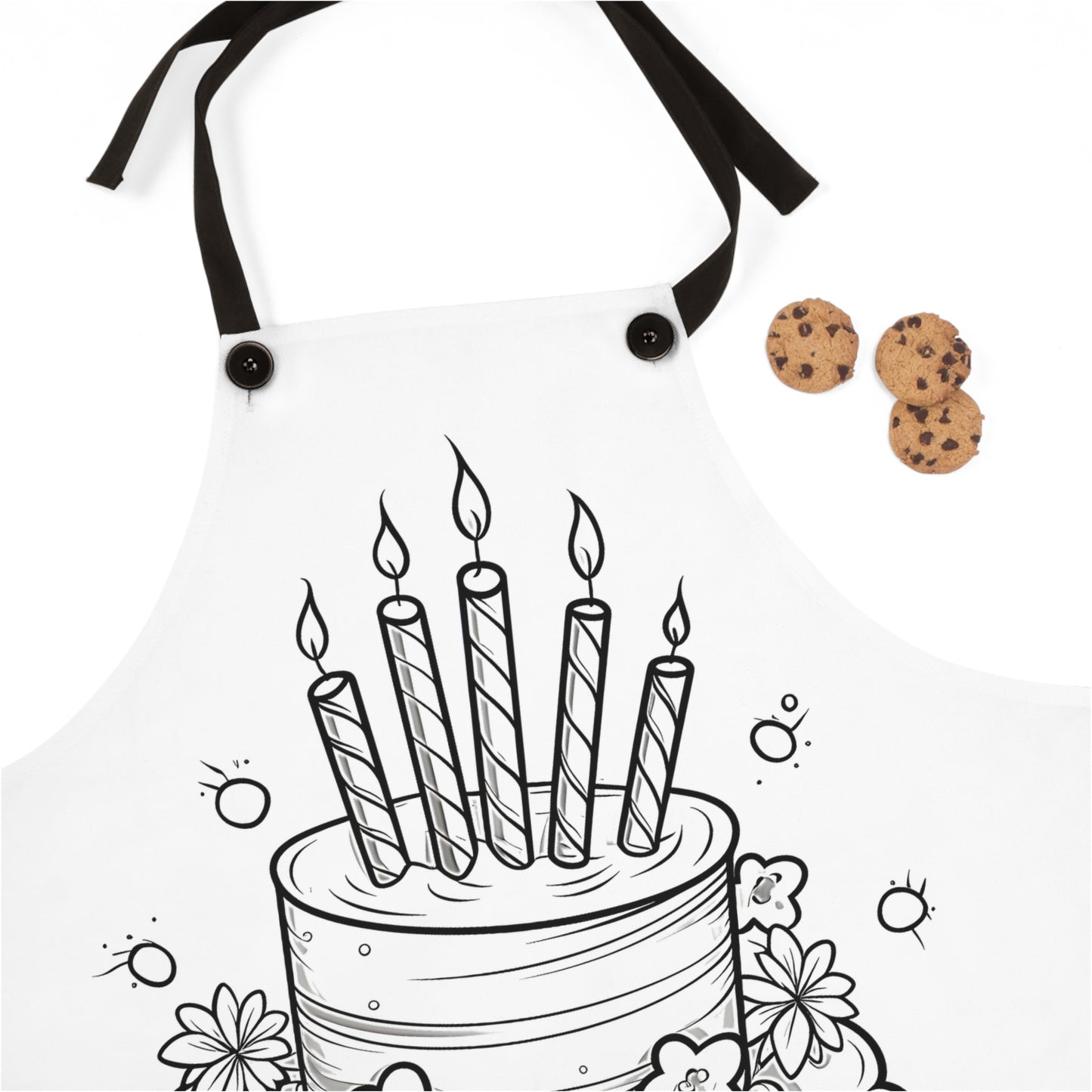 Apron Coloring Kit with 10 Fabric Markers - Birthday Cake