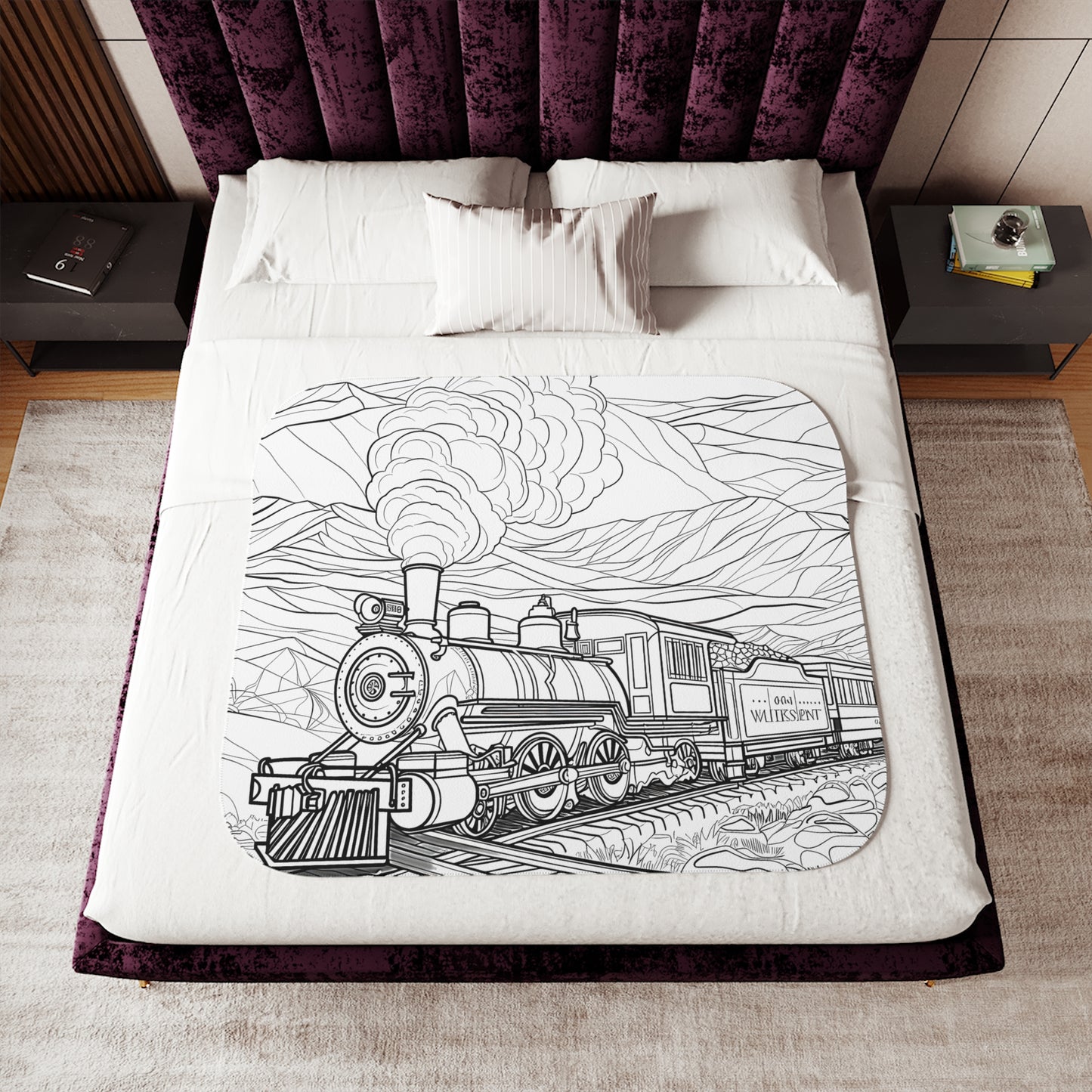 Blanket Coloring Kit with 10 Fabric Markers - Steam Locomotive