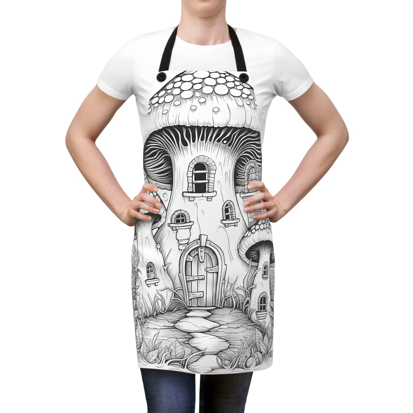 Apron Coloring Kit with 10 Fabric Markers - Mushroom House