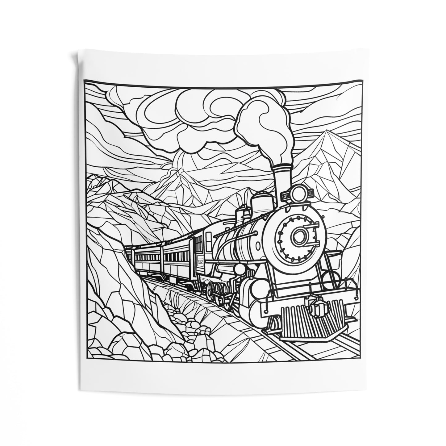 Indoor Wall Tapestries Coloring Kit with 10 Fabric Markers - Steam Train