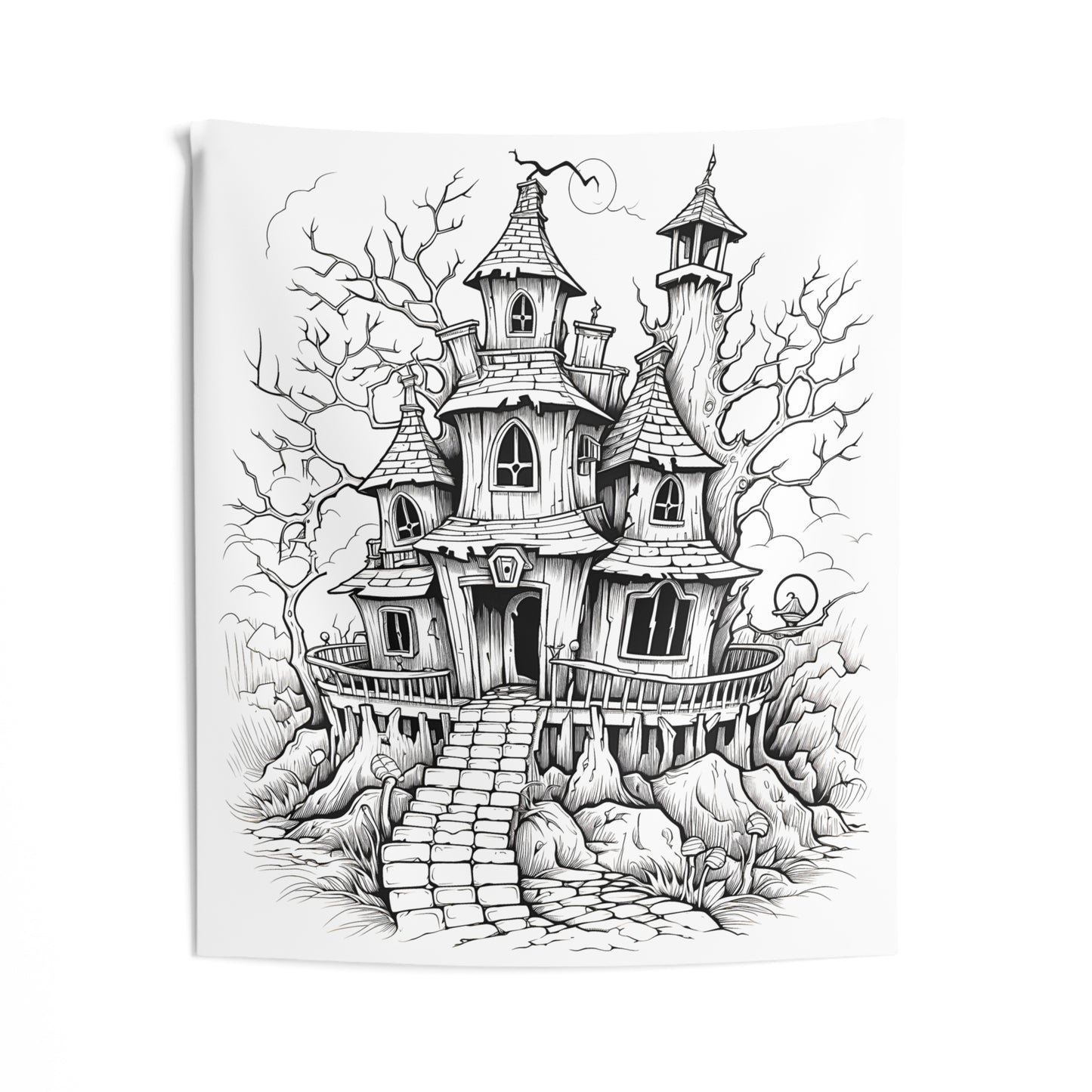 Indoor Wall Tapestries Coloring Kit with 10 Fabric Markers - Spooky House