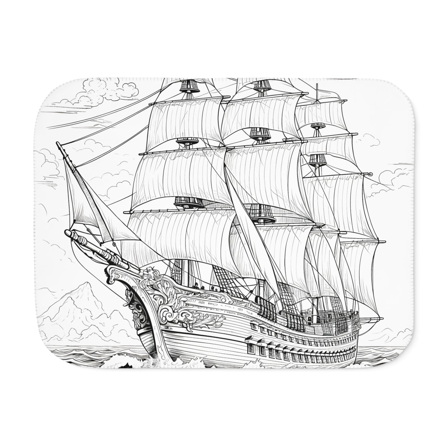 Blanket Coloring Kit with 10 Fabric Markers - Sailing Ship