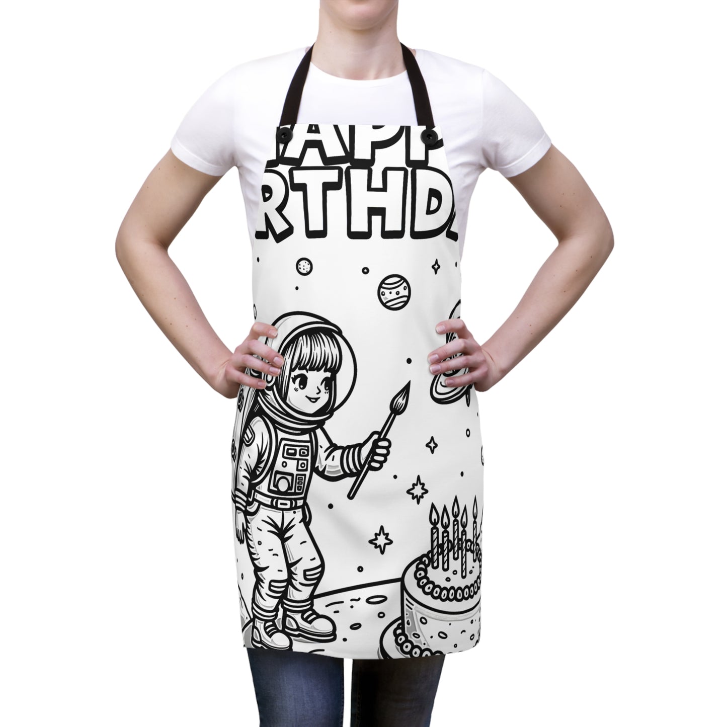 Apron Coloring Kit with 10 Fabric Markers - Astronaut Birthday Celebration