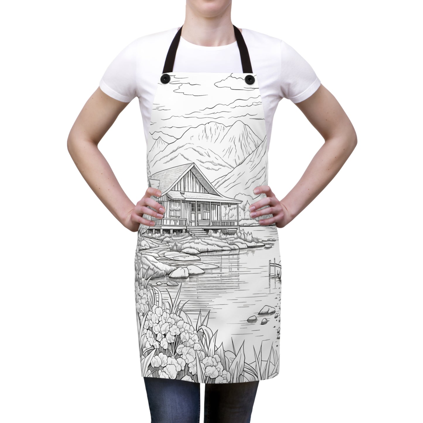 Apron Coloring Kit with 10 Fabric Markers - Mountain Cottage