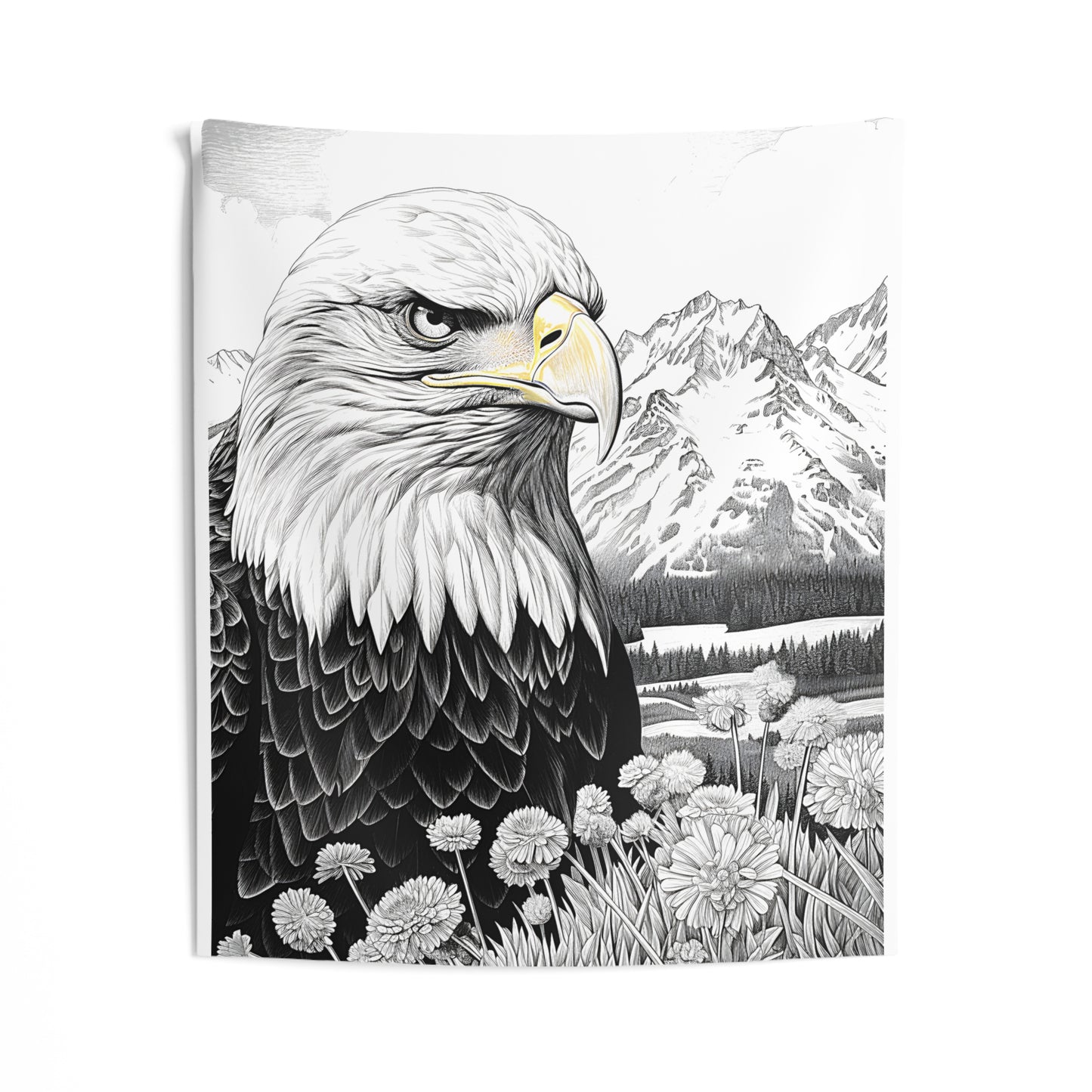 Indoor Wall Tapestries Coloring Kit with 10 Fabric Markers - Bald Eagle