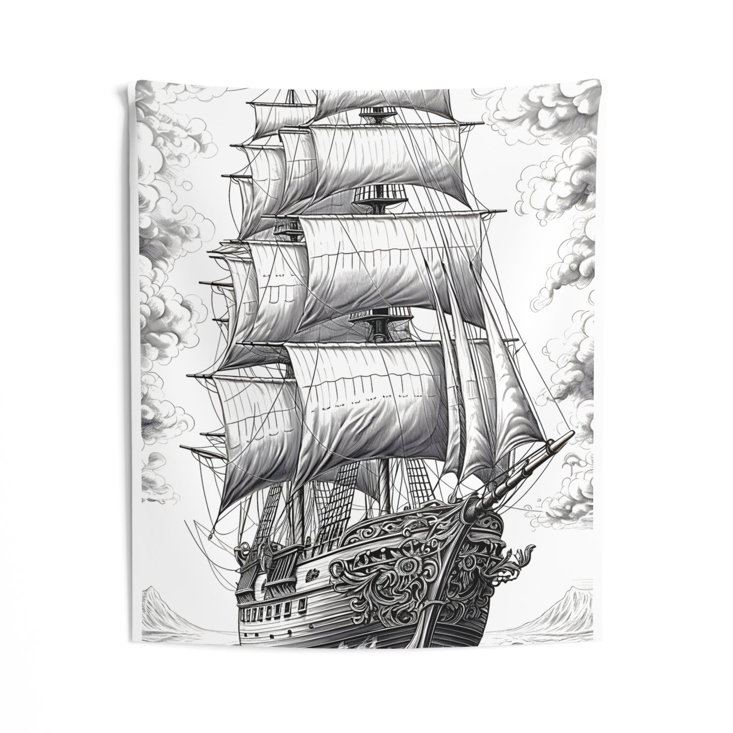 Indoor Wall Tapestries Coloring Kit with 10 Fabric Markers - Tall Ship