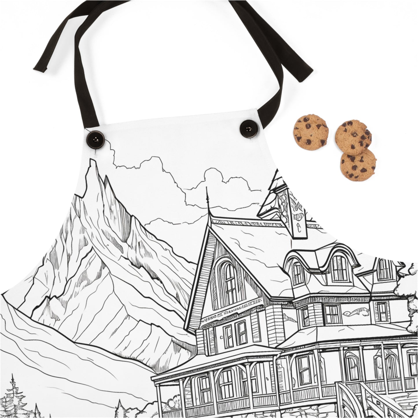 Apron Coloring Kit with 10 Fabric Markers - Mountain Cabin