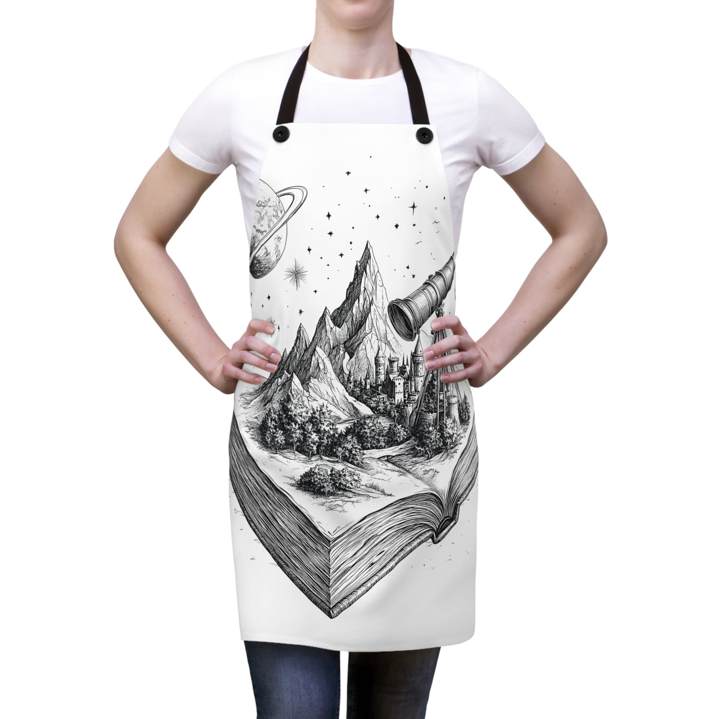 Apron Coloring Kit with 10 Fabric Markers - Castle and Telescope