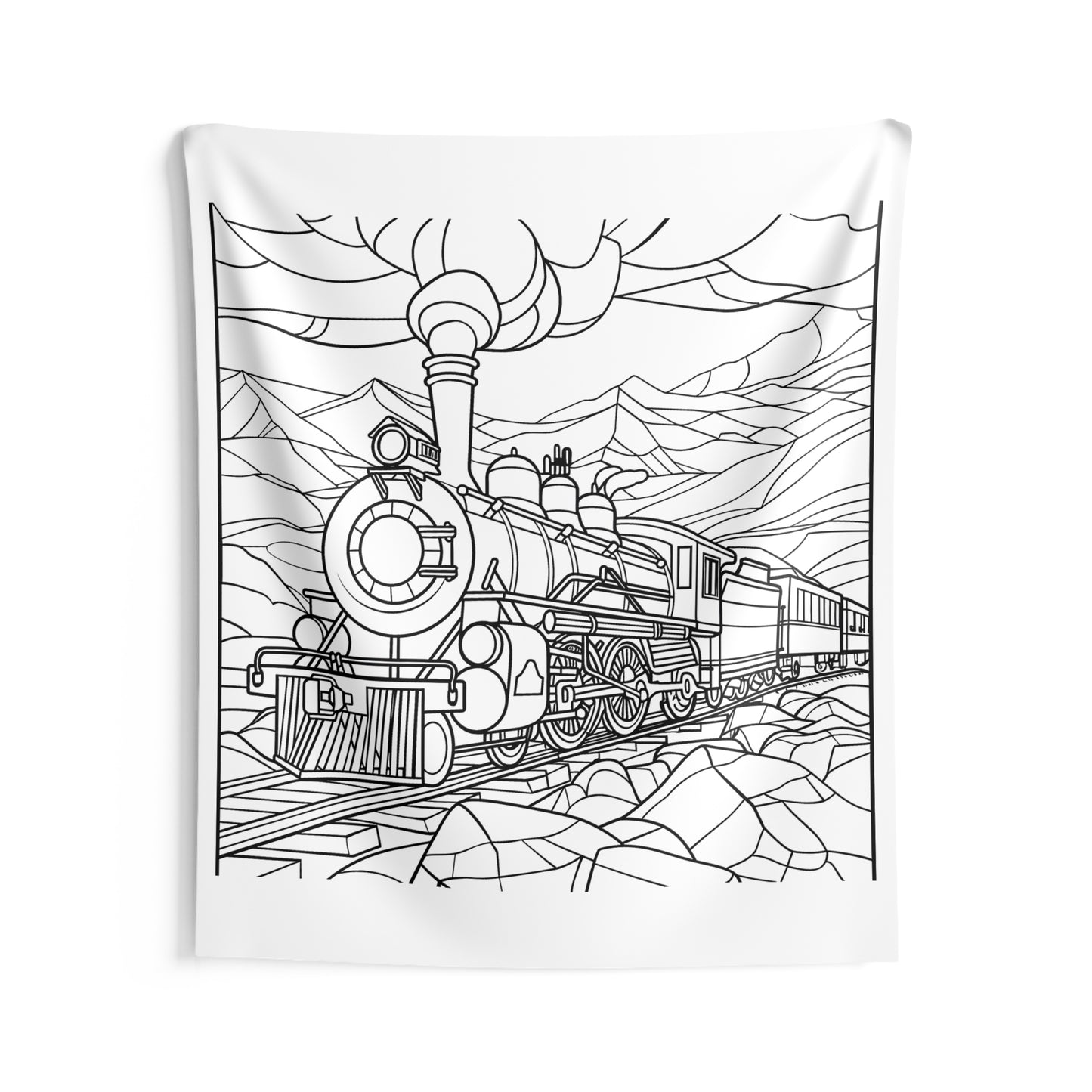 Indoor Wall Tapestries Coloring Kit with 10 Fabric Markers - Steam Locomotive