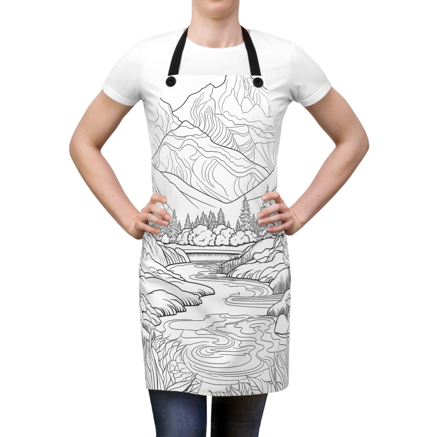 Apron Coloring Kit with 10 Fabric Markers - Mountain Landscape