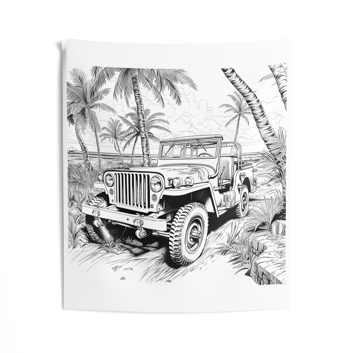 Indoor Wall Tapestries Coloring Kit with 10 Fabric Markers - Jeep