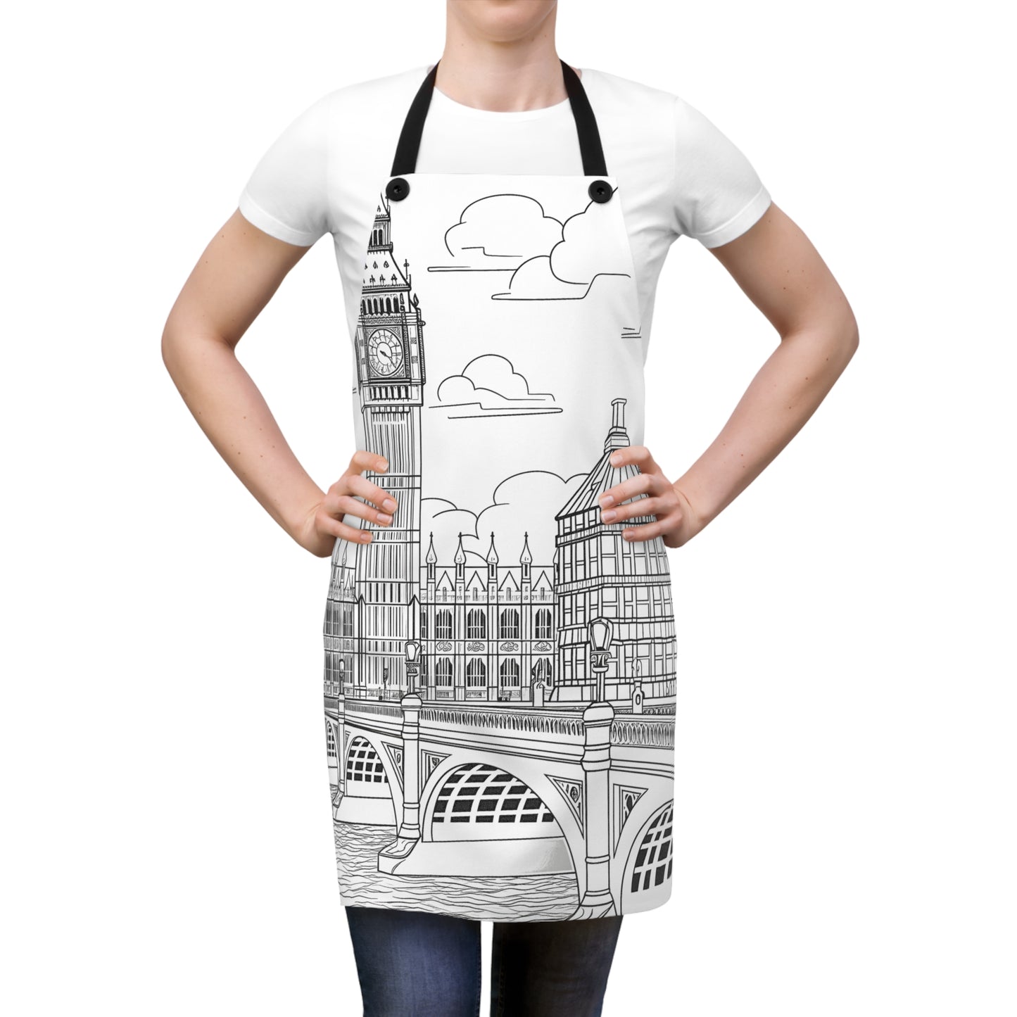 Apron Coloring Kit with 10 Fabric Markers - Landmark Buildings