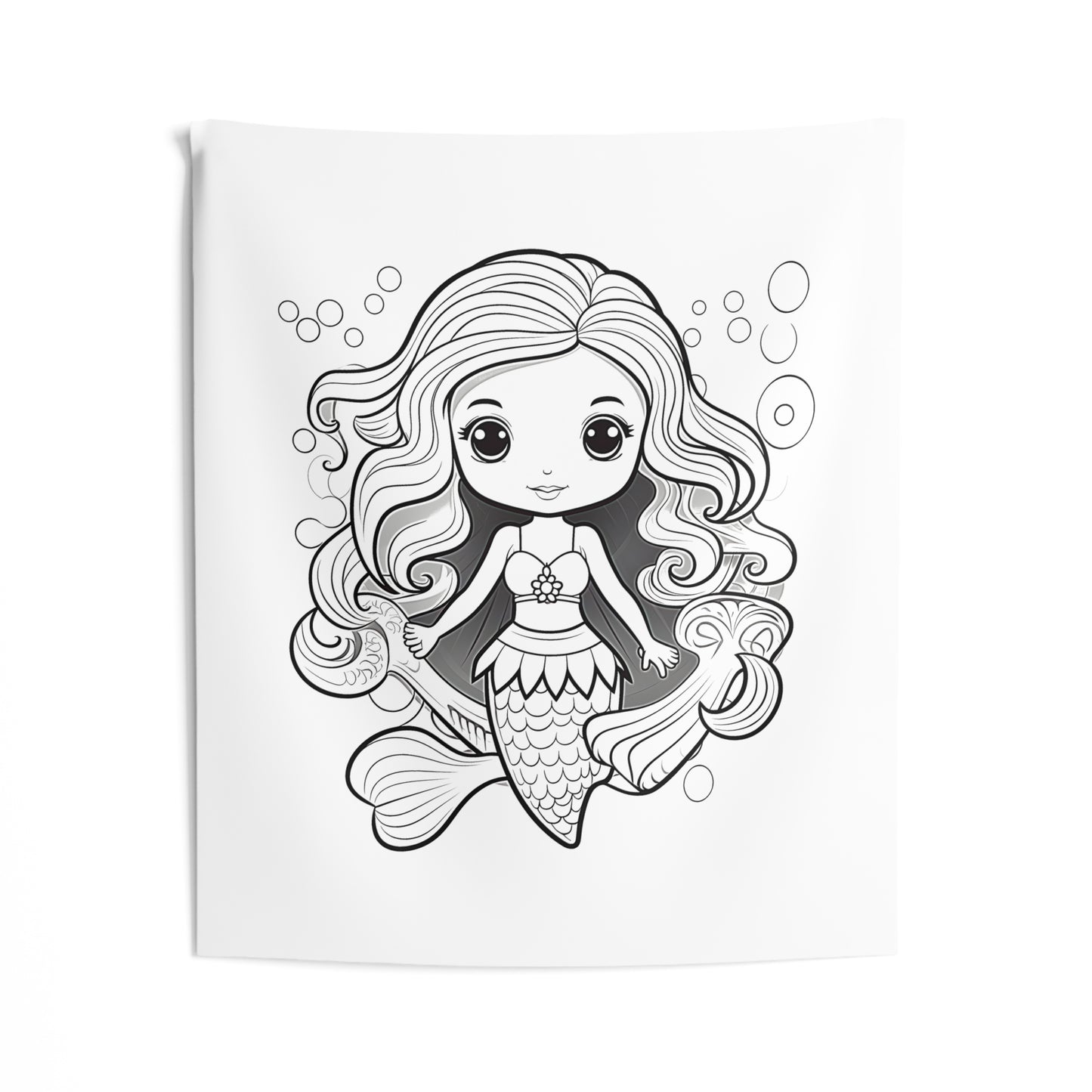 Indoor Wall Tapestries Coloring Kit with 10 Fabric Markers - Cute Mermaid