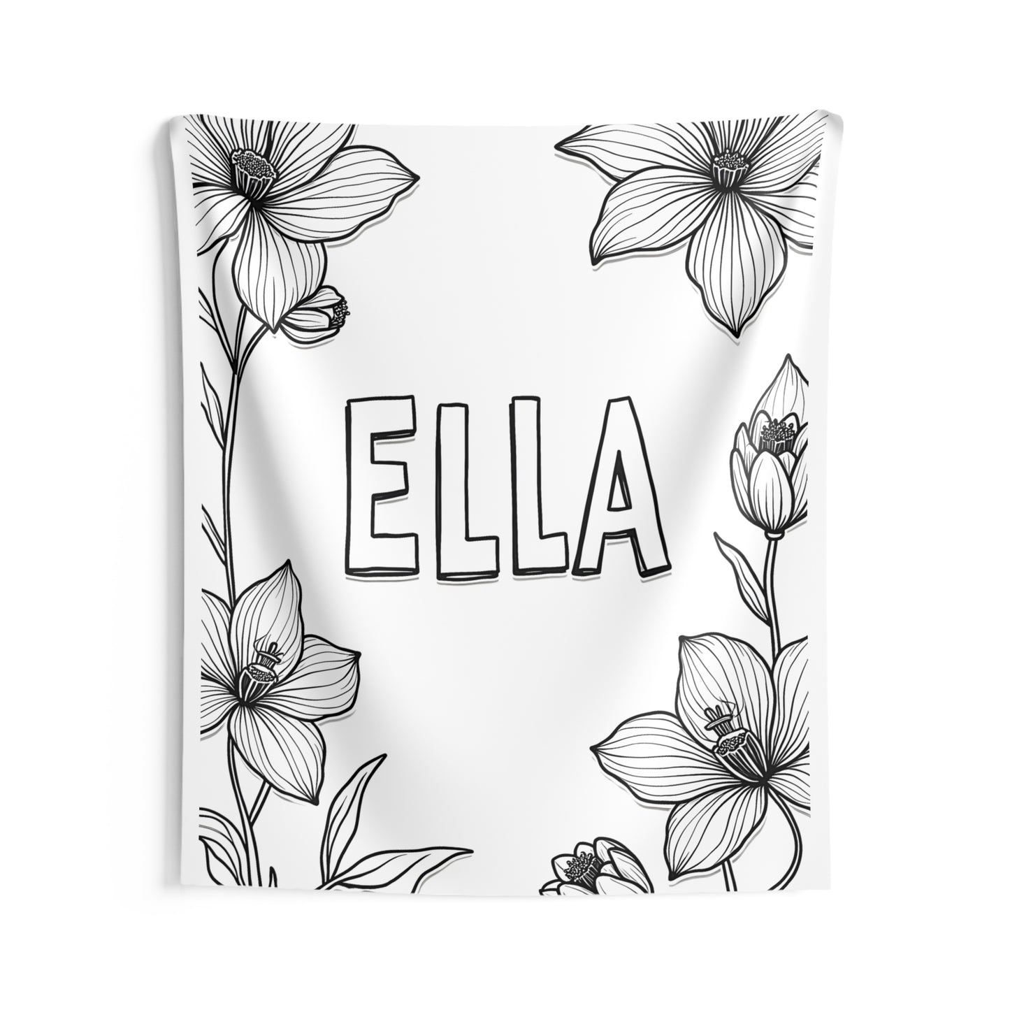 Indoor Wall Tapestries Coloring Kit with 10 Fabric Markers - Flowers with Text