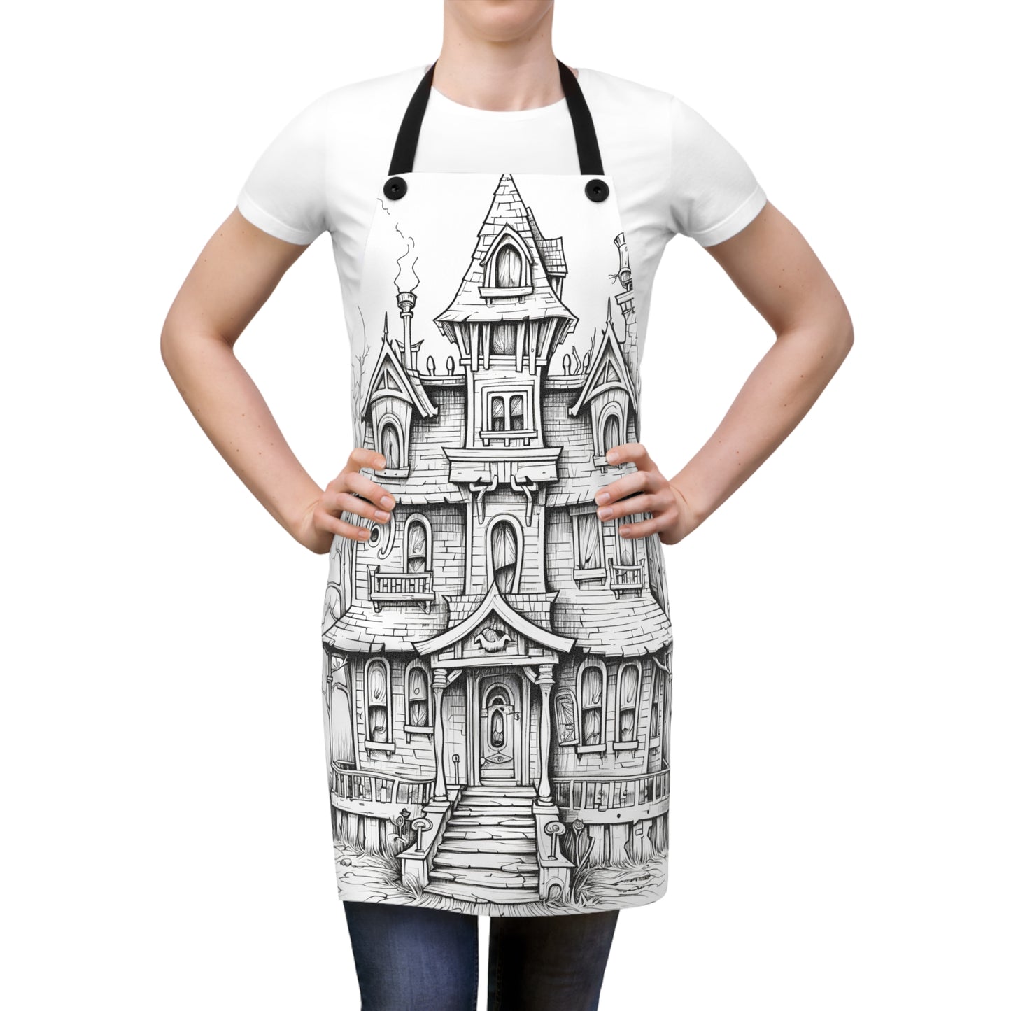 Apron Coloring Kit with 10 Fabric Markers - Spooky Mansion