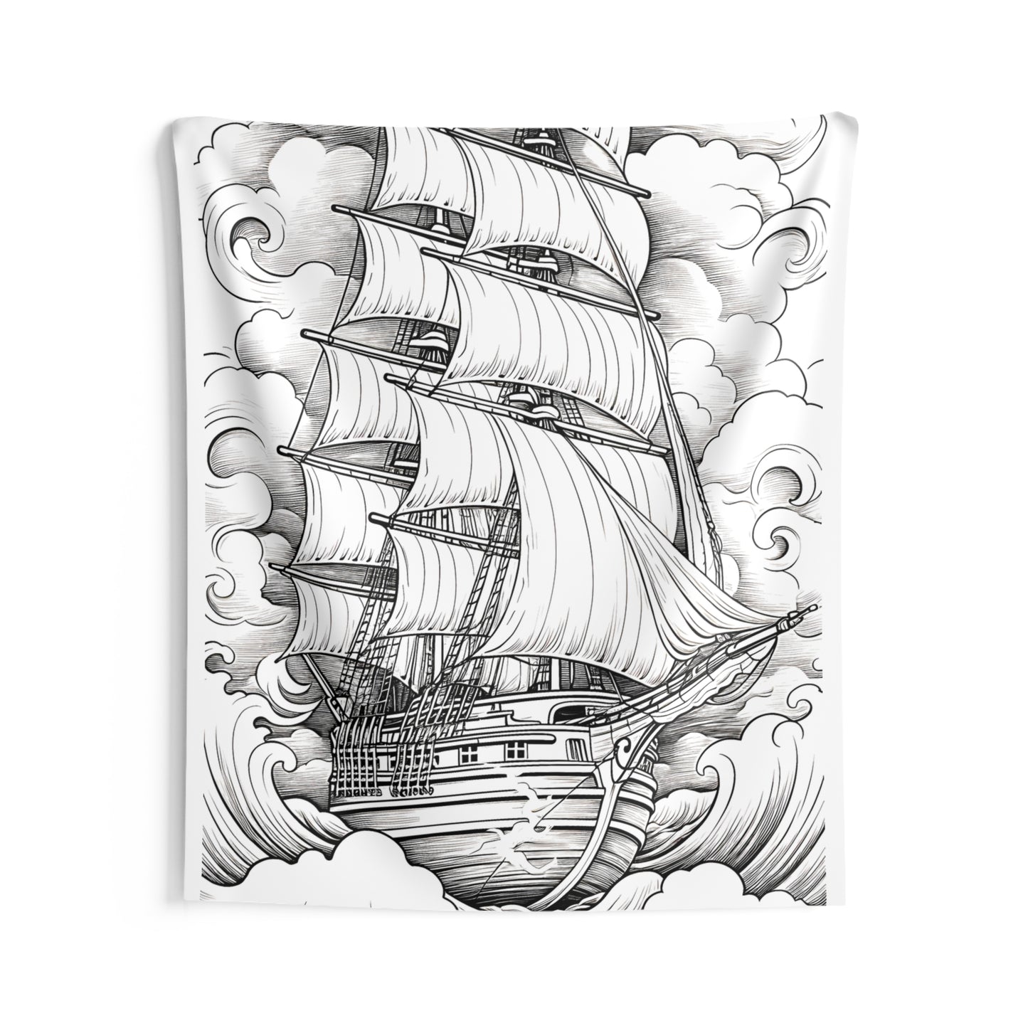 Indoor Wall Tapestries Coloring Kit with 10 Fabric Markers - Sailing Ship