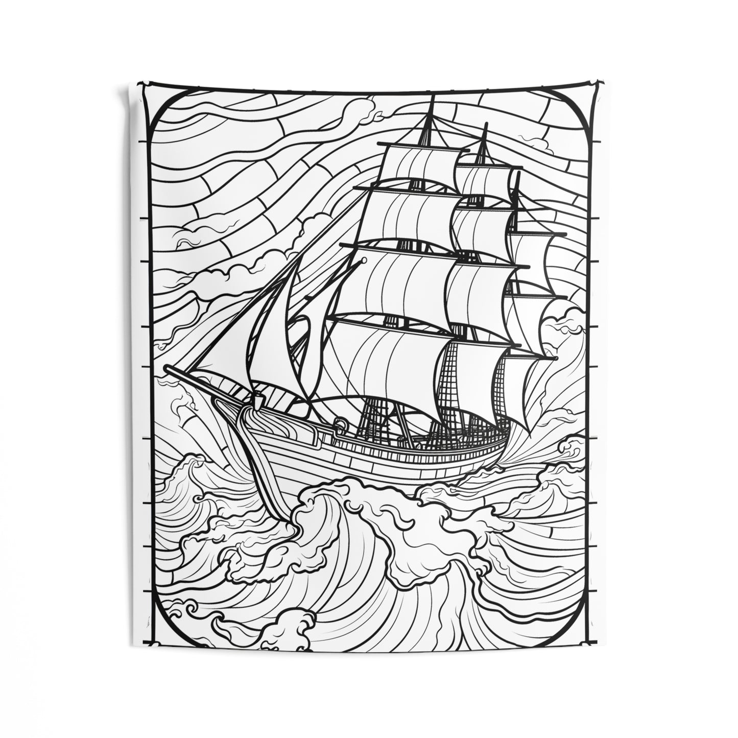 Indoor Wall Tapestries Coloring Kit with 10 Fabric Markers - Sailing Ship