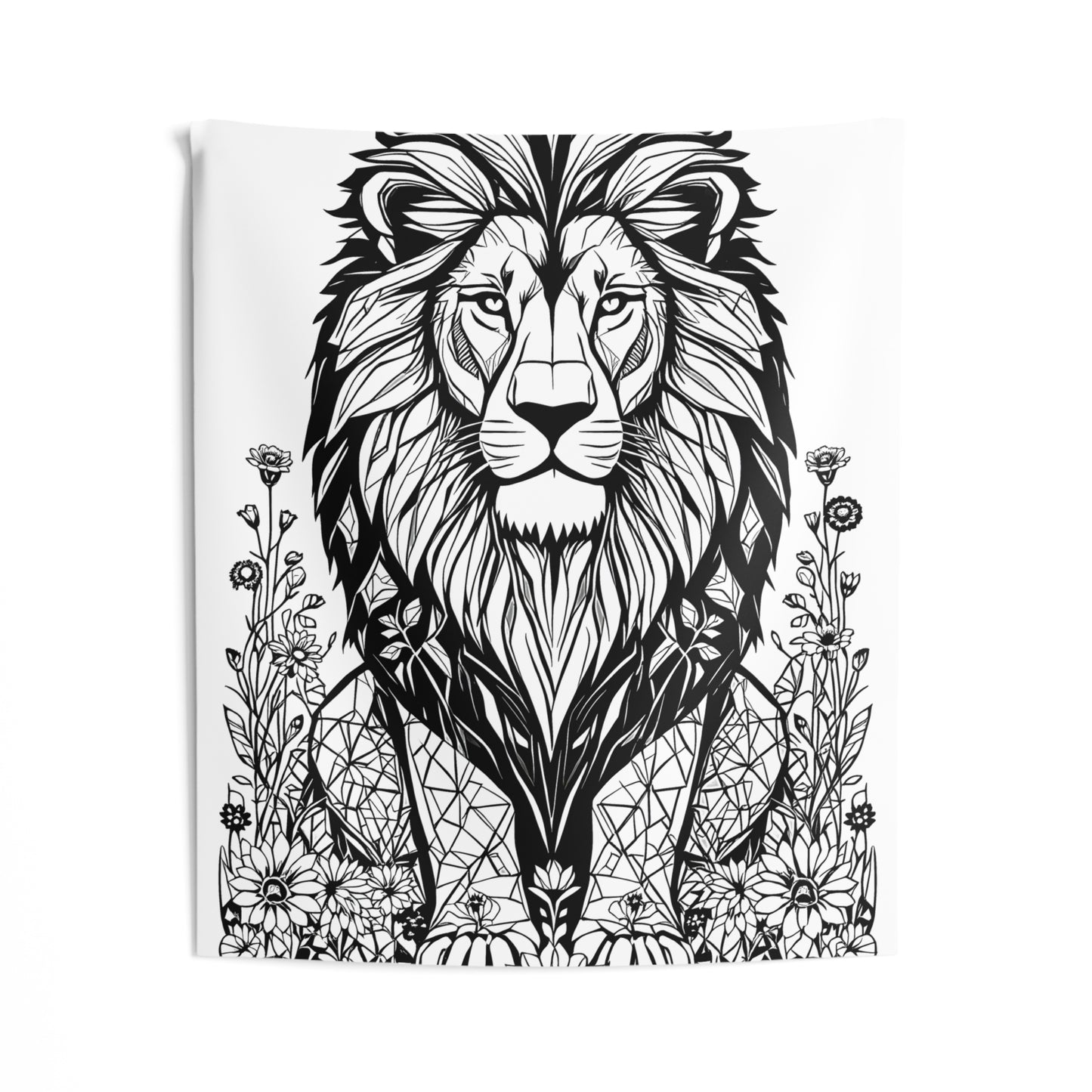 Indoor Wall Tapestries Coloring Kit with 10 Fabric Markers - Lion and Flowers