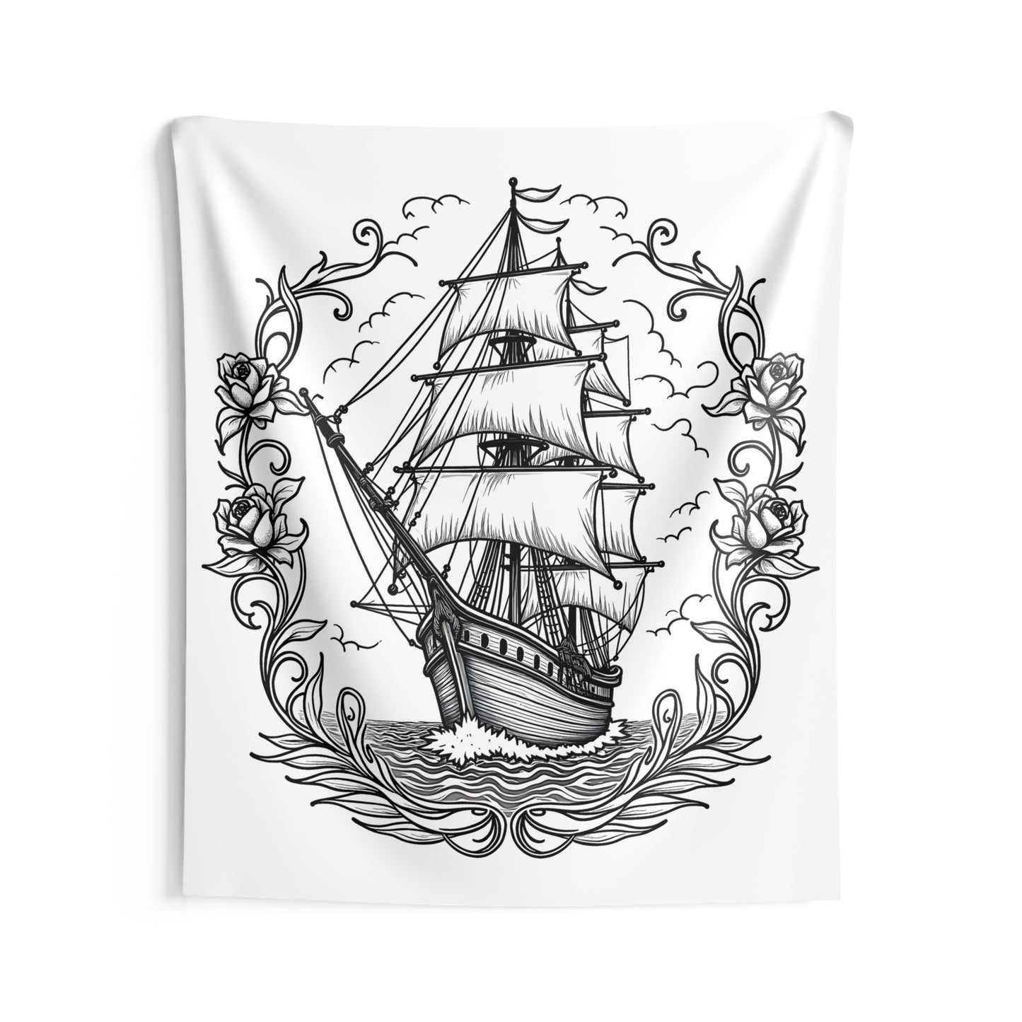 Indoor Wall Tapestries Coloring Kit with 10 Fabric Markers - Sailing Ship