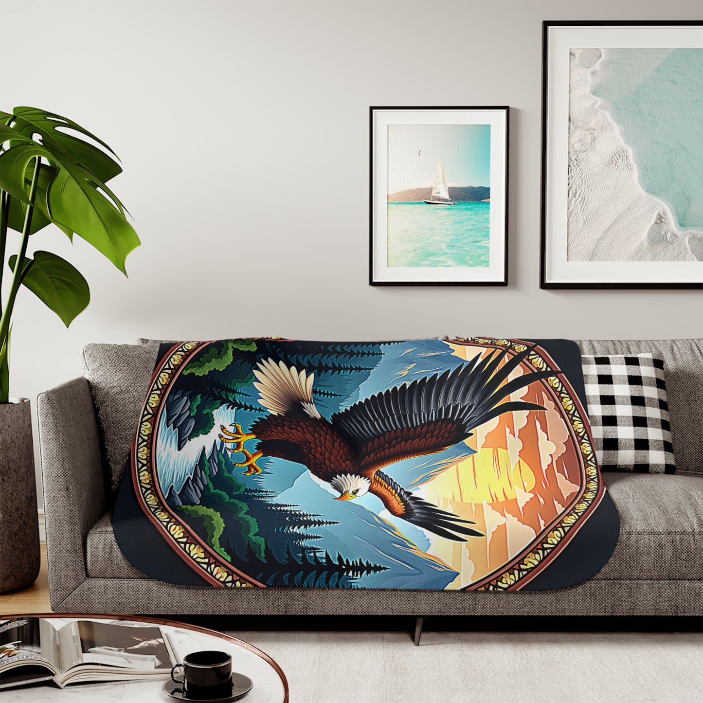 Blanket Colorful Graphic Design - Bald Eagle in Flight