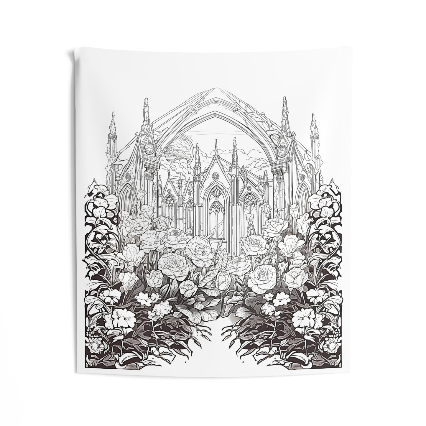 Indoor Wall Tapestries Coloring Kit with 10 Fabric Markers - Gothic Cathedral