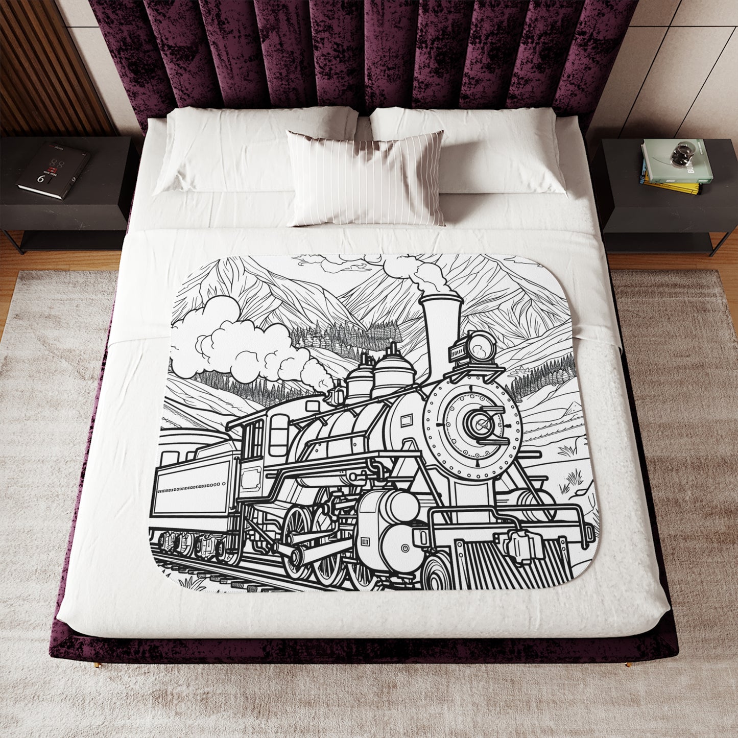 Blanket Coloring Kit with 10 Fabric Markers - Steam Locomotive