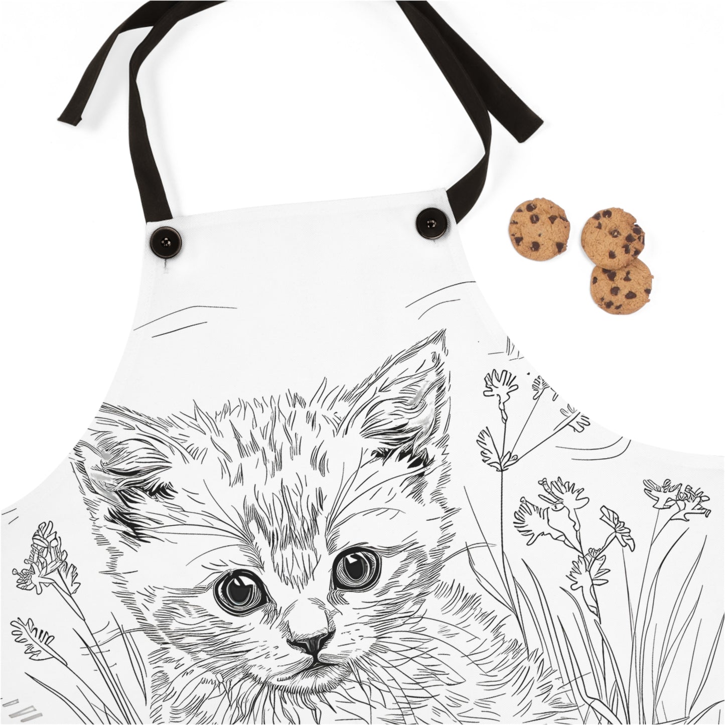 Apron Coloring Kit with 10 Fabric Markers - Kitten