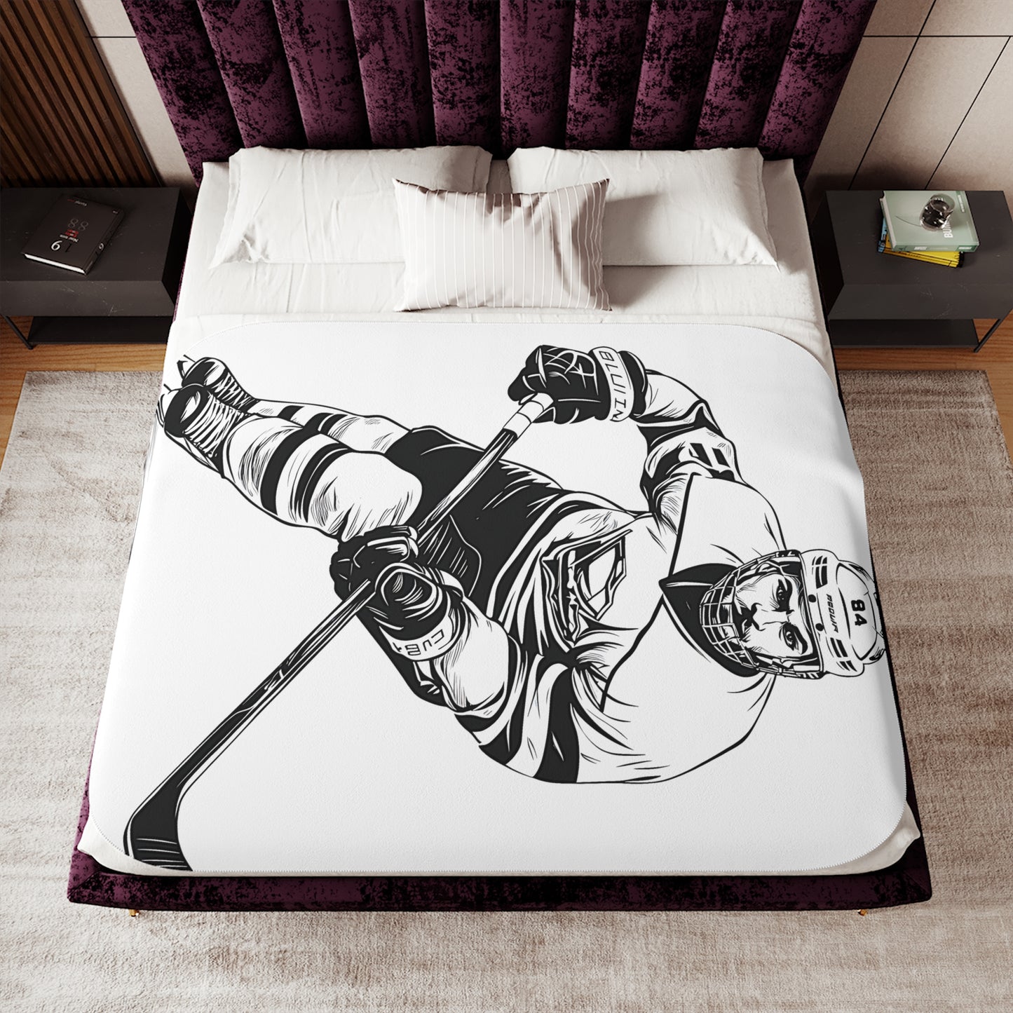 Blanket Coloring Kit with 10 Fabric Markers - Ice Hockey Player