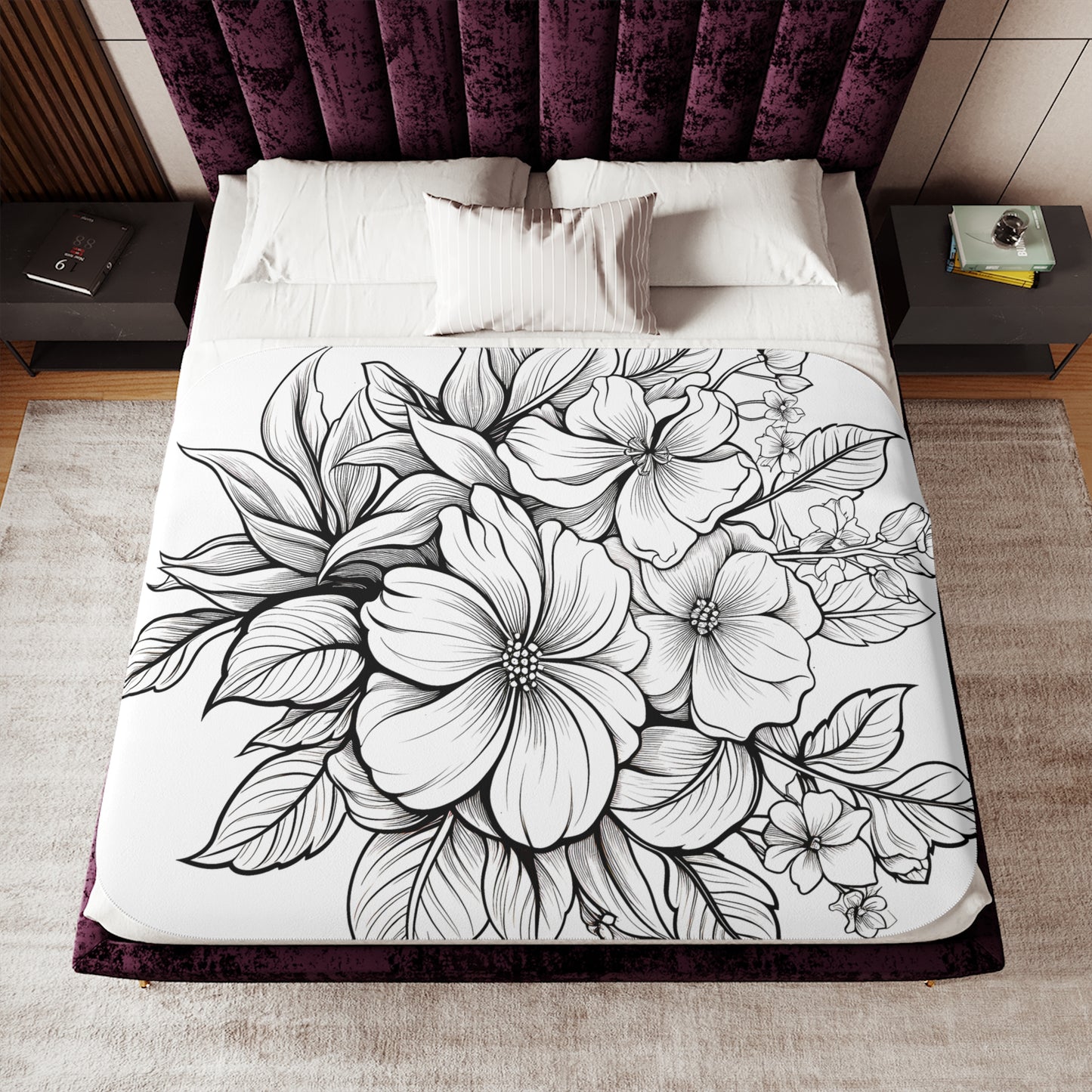 Blanket Coloring Kit with 10 Fabric Markers - Flower Bouquet