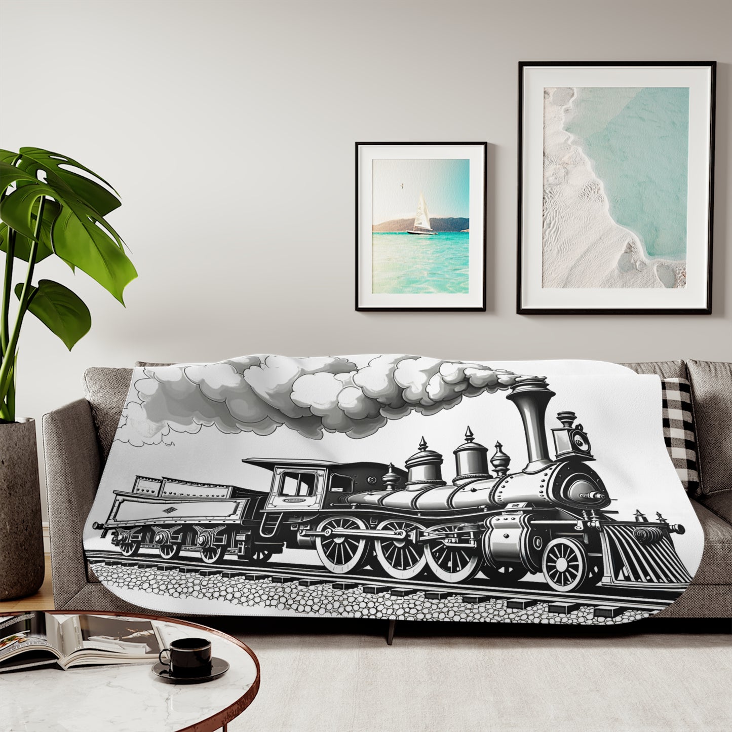 Blanket Coloring Kit with 10 Fabric Markers - Steam Train