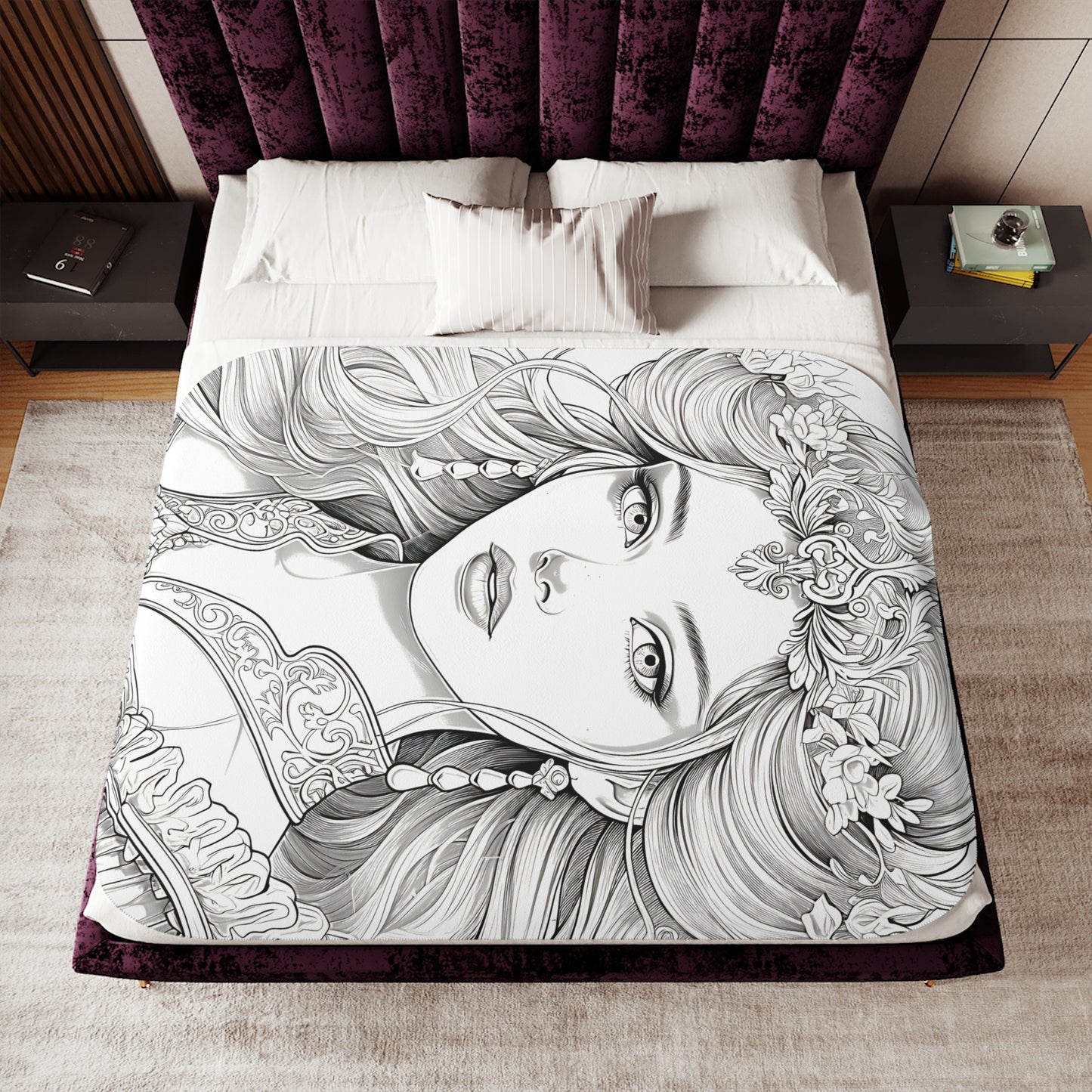 Blanket Coloring Kit with 10 Fabric Markers - Princess Portrait