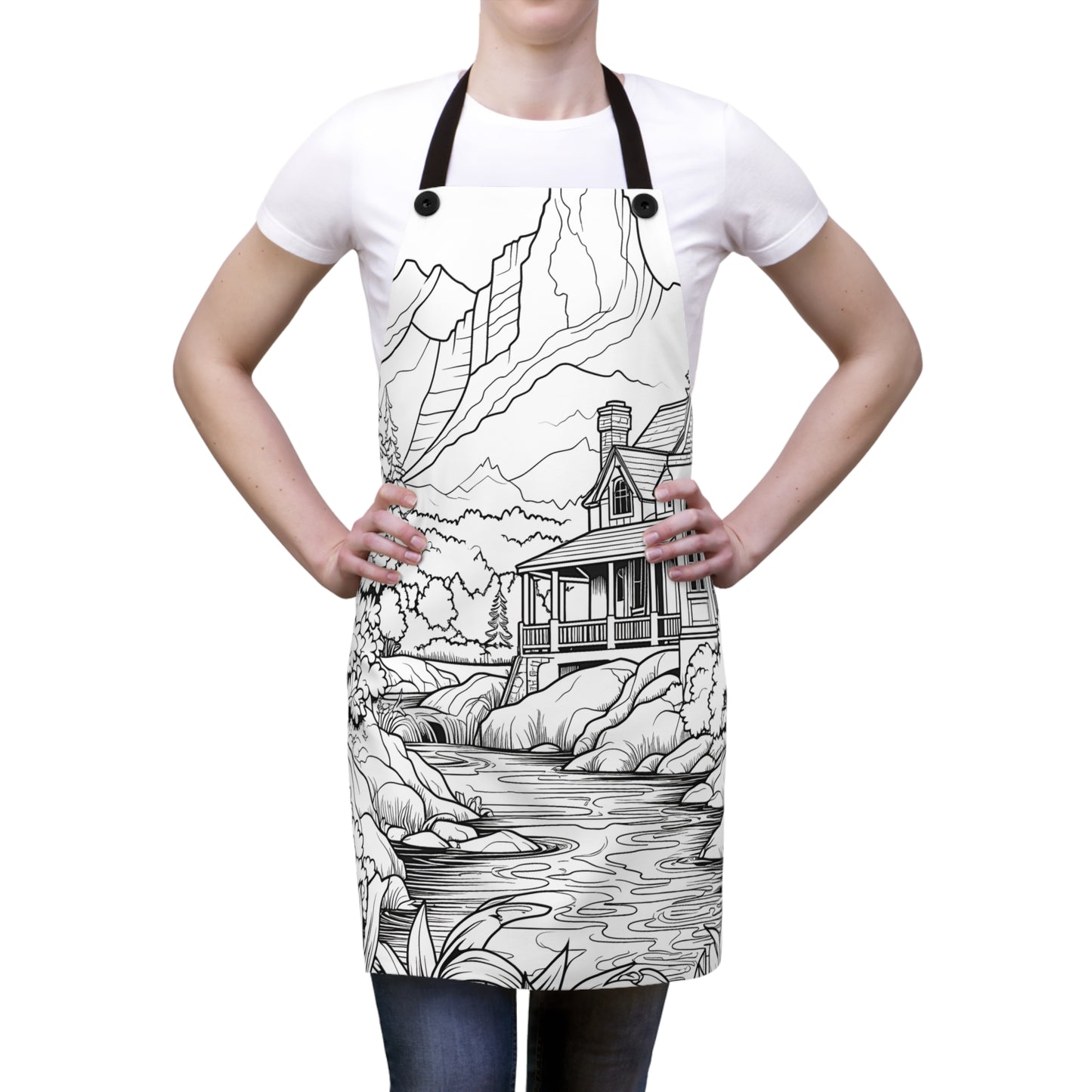 Apron Coloring Kit with 10 Fabric Markers - Mountain Cabin