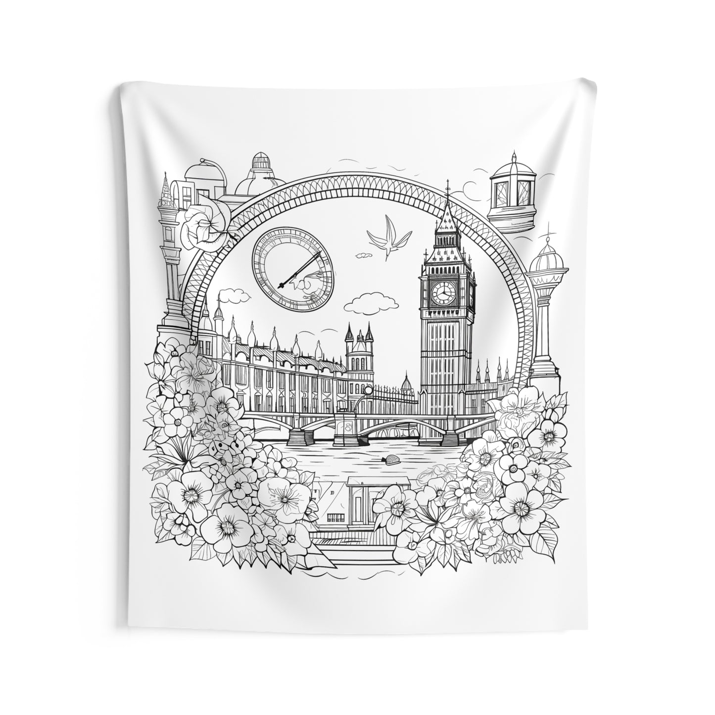 Indoor Wall Tapestries Coloring Kit with 10 Fabric Markers - Big Ben and Parliament