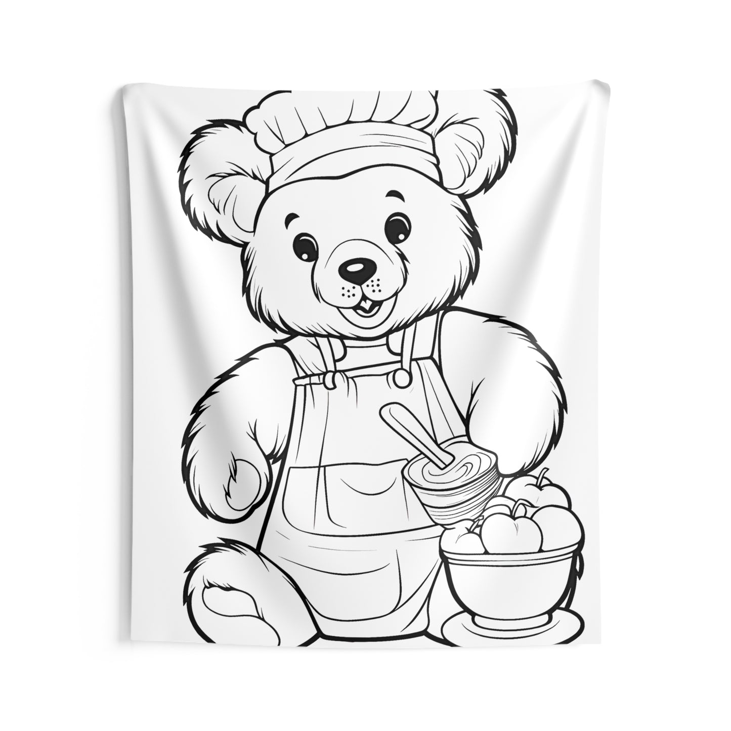 Indoor Wall Tapestries Coloring Kit with 10 Fabric Markers - Chef Bear