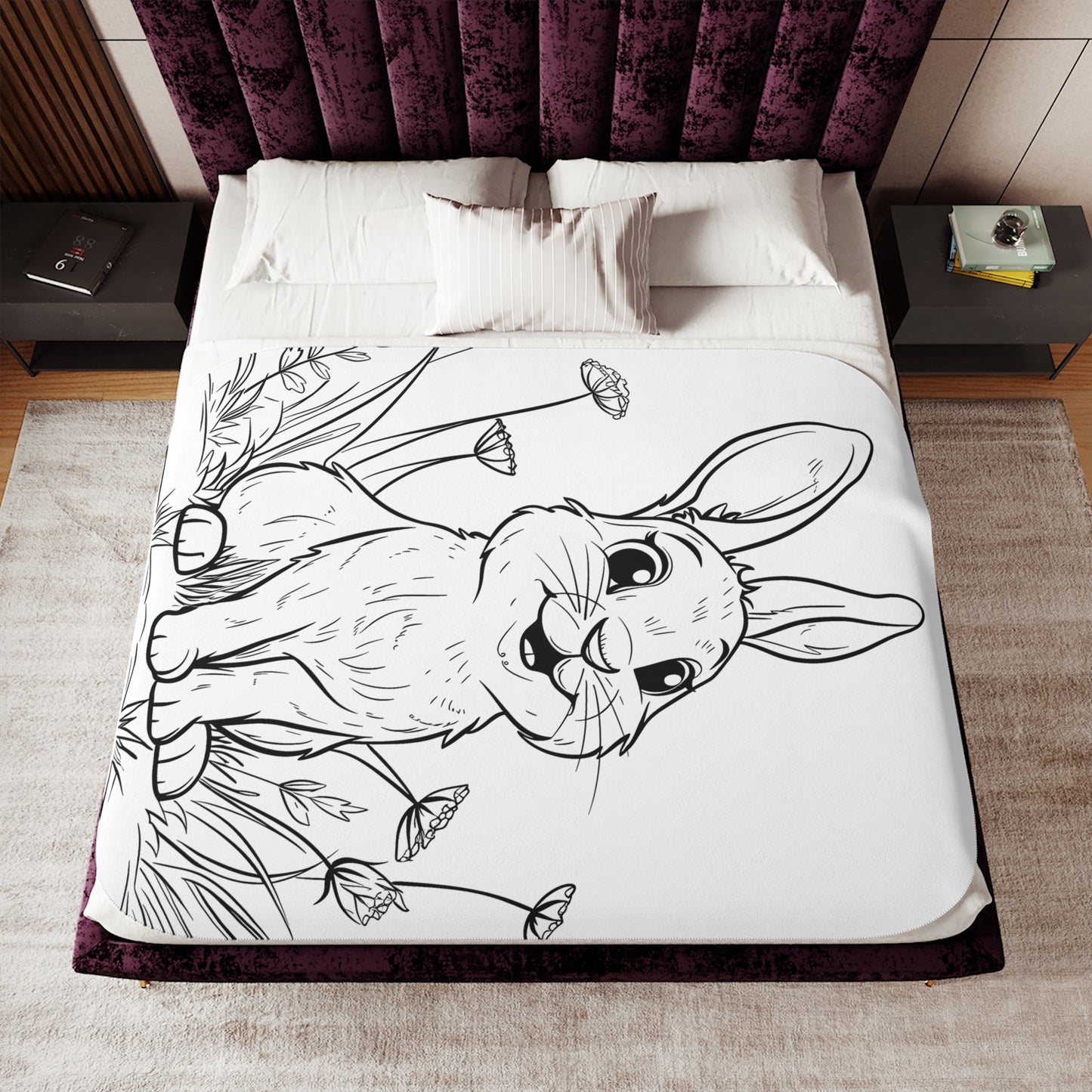 Blanket Coloring Kit with 10 Fabric Markers - Cute Bunny