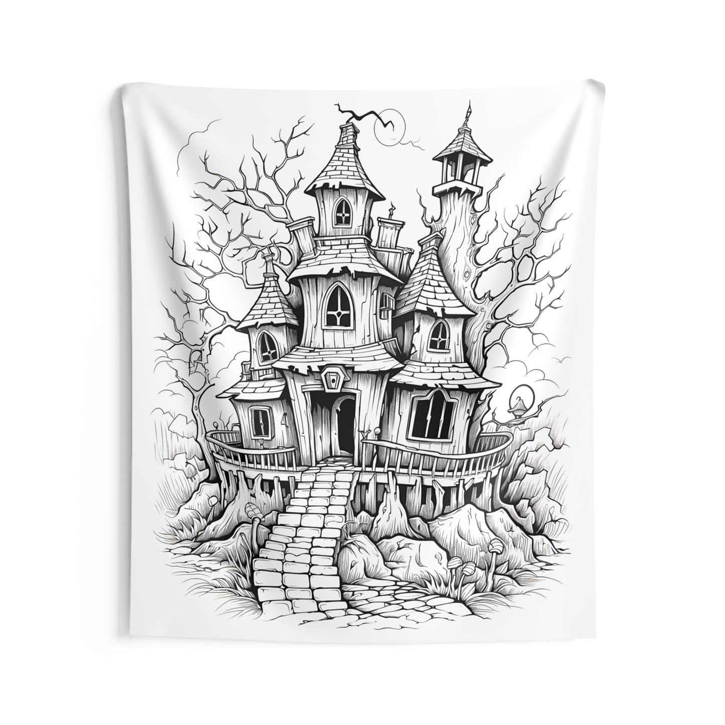 Indoor Wall Tapestries Coloring Kit with 10 Fabric Markers - Spooky House