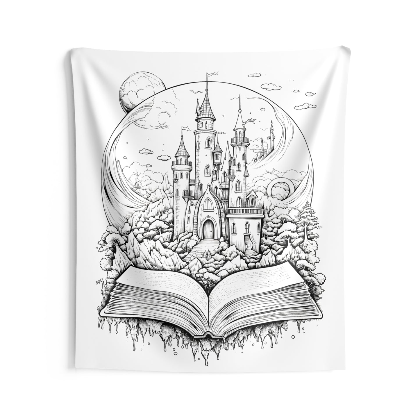 Indoor Wall Tapestries Coloring Kit with 10 Fabric Markers - Fantasy Castle