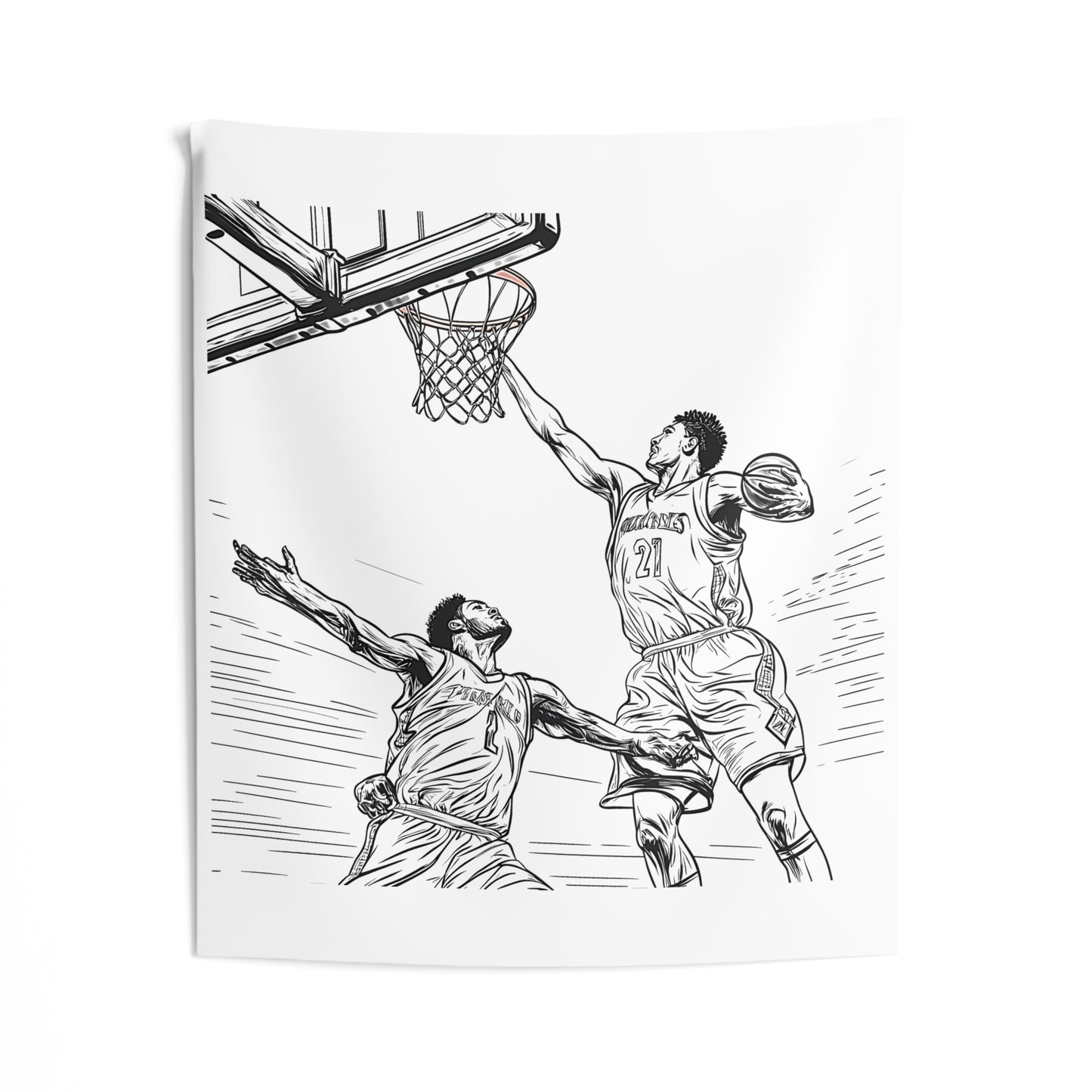 Indoor Wall Tapestries Coloring Kit with 10 Fabric Markers - Basketball Game