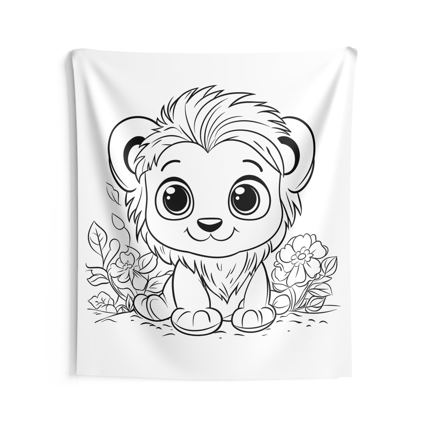 Indoor Wall Tapestries Coloring Kit with 10 Fabric Markers - Cute Baby Lion