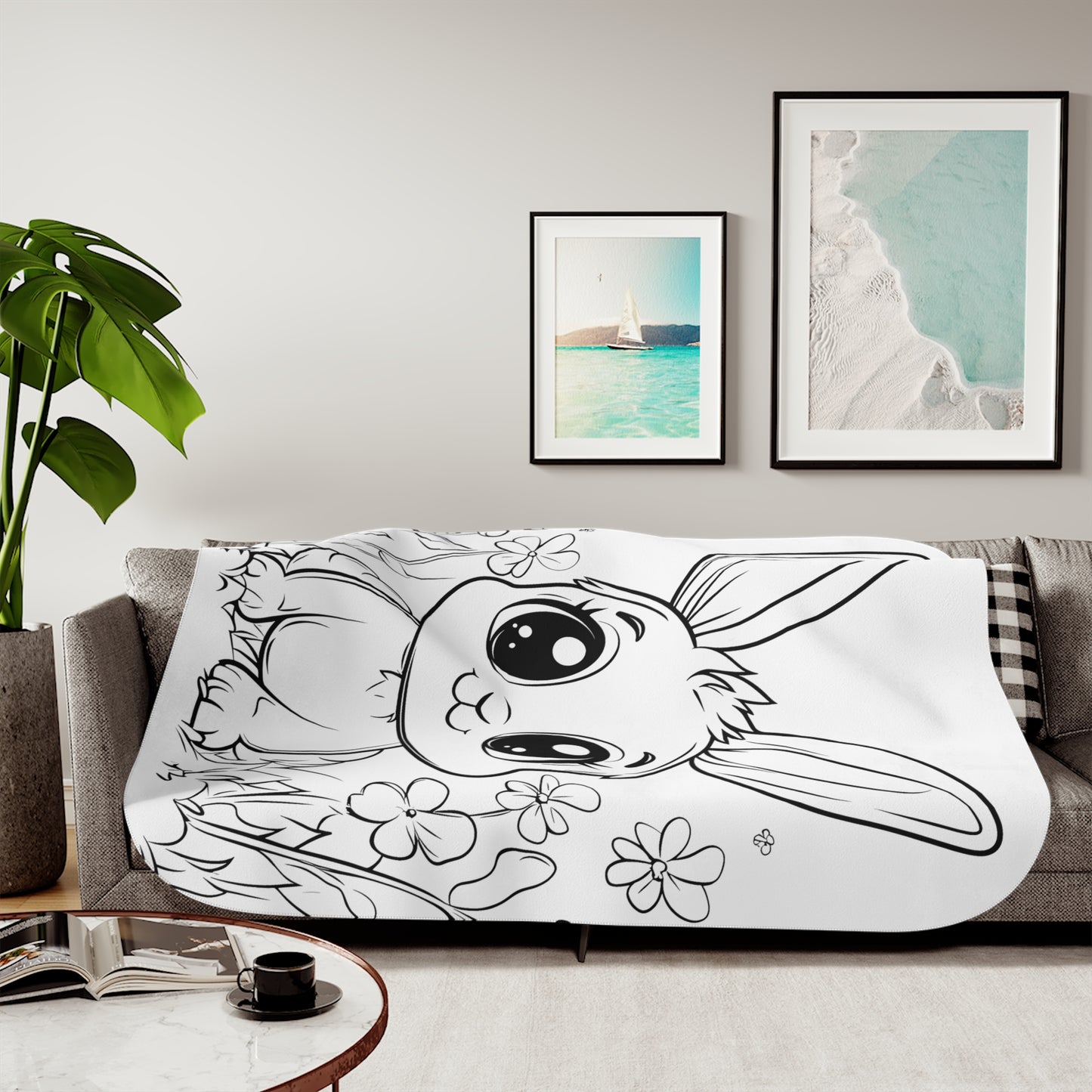 Blanket Coloring Kit with 10 Fabric Markers - Cute Bunny