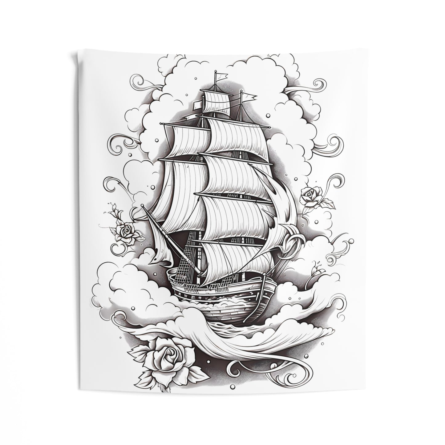 Indoor Wall Tapestries Coloring Kit with 10 Fabric Markers - Sailing Ship